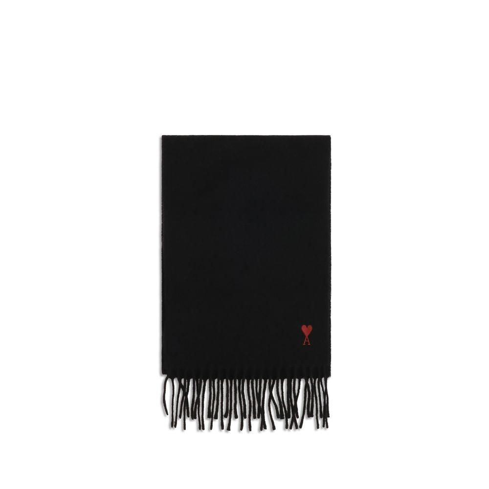 Ami Paris Black Wool Oves Aries Scarf