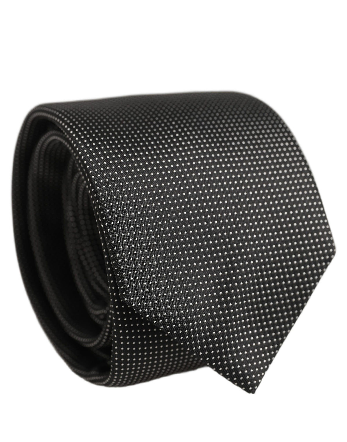 Dolce & Gabbana Black Silk Micro Polka Dot Adjustable Tied Necktie Tie