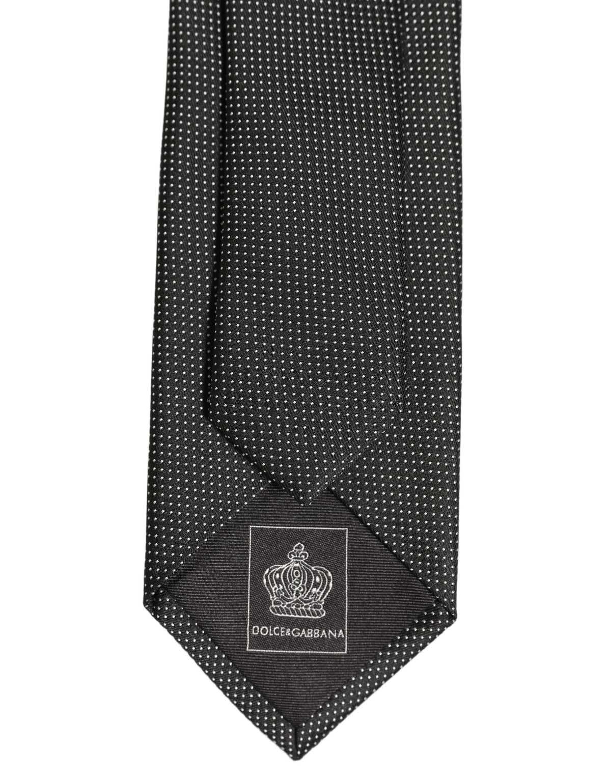 Dolce & Gabbana Black Silk Micro Polka Dot Adjustable Tied Necktie Tie