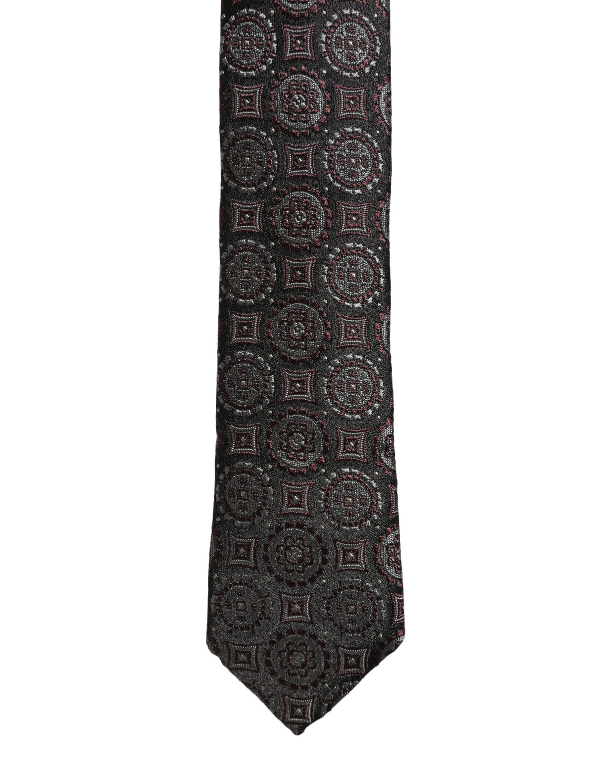 Dolce & Gabbana Dark Purple Geometric Adjustable Necktie Accessory Tie