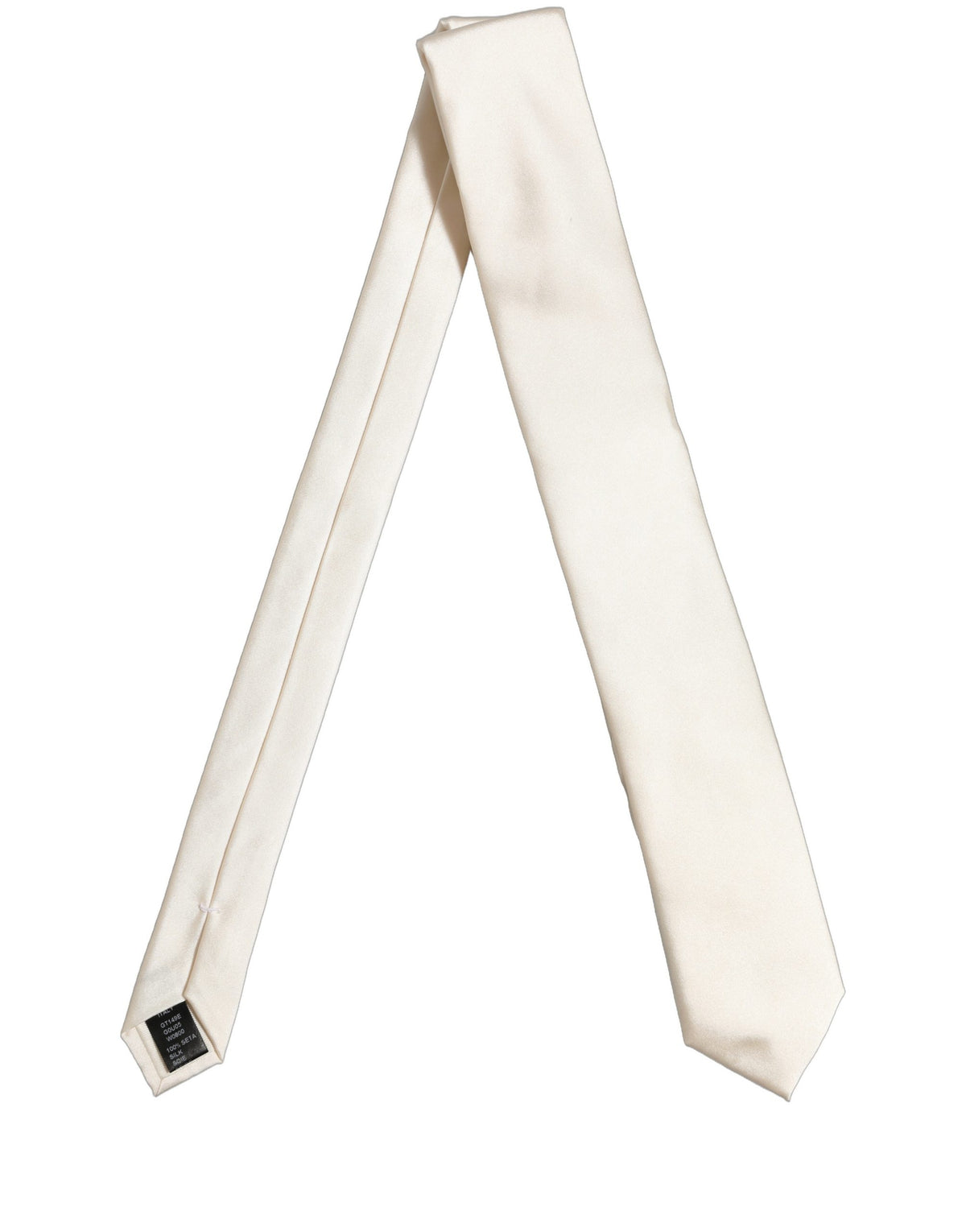 Dolce & Gabbana Cream Satin 100% Silk Adjustable Tied Men Necktie Tie