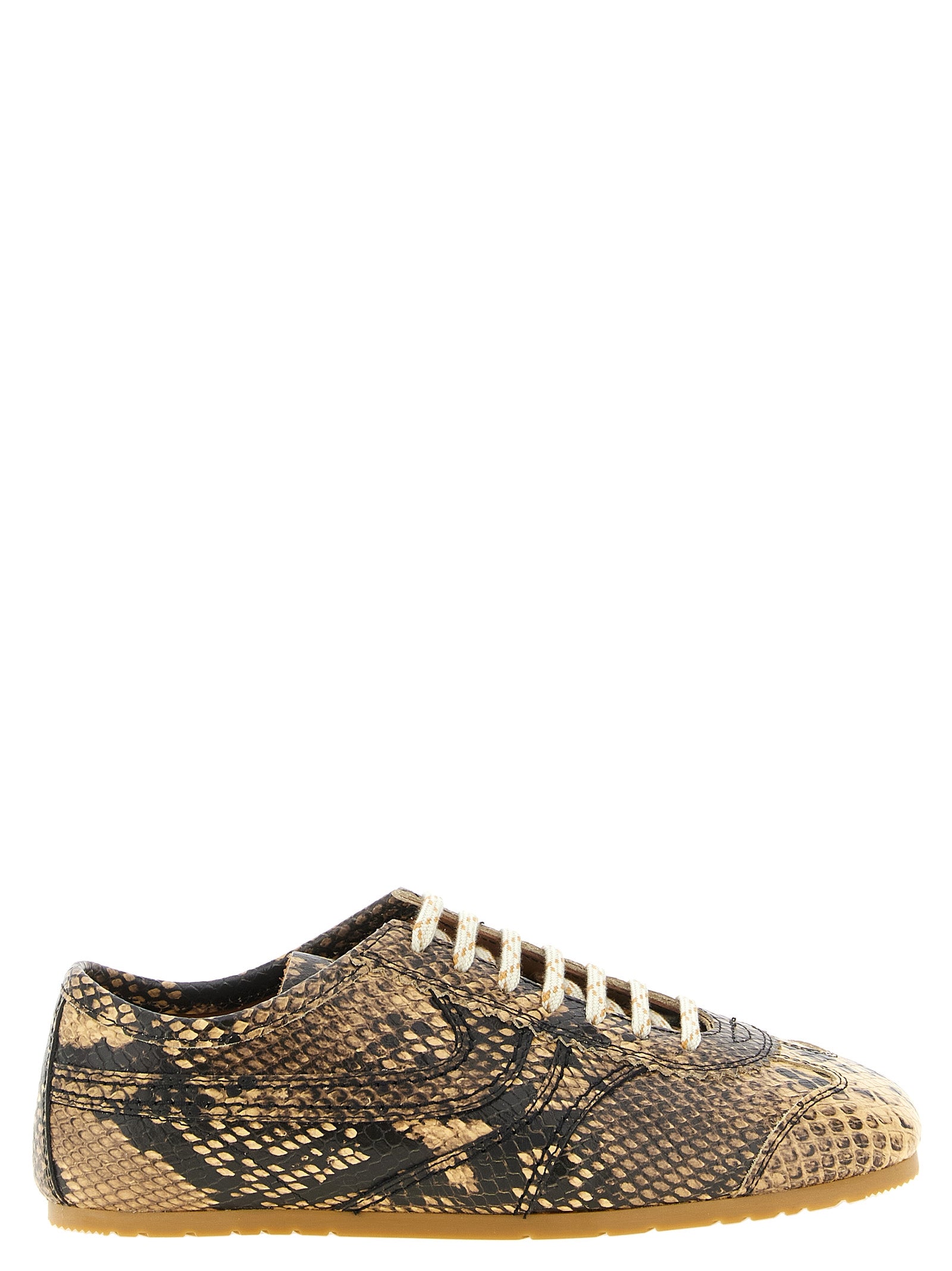 Dries Van Noten Beige Calfskin Low Top Sneakers