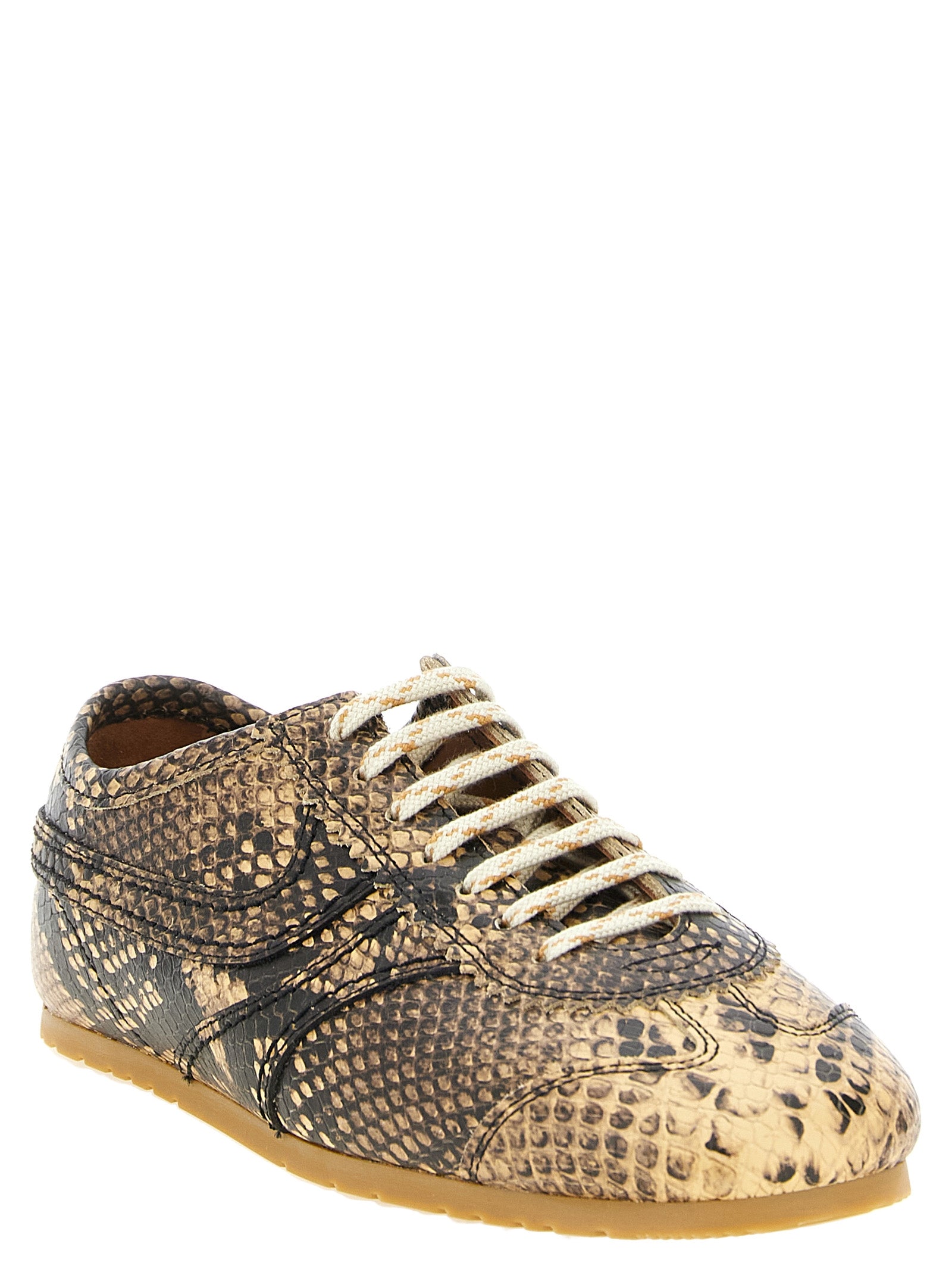 Dries Van Noten Beige Calfskin Low Top Sneakers
