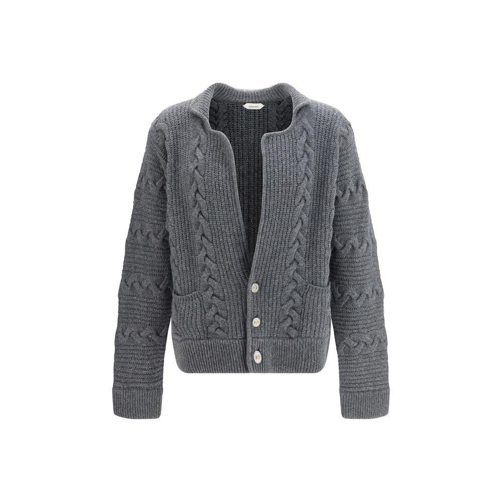 Versace Gray Wool Oves Aries Cardigan