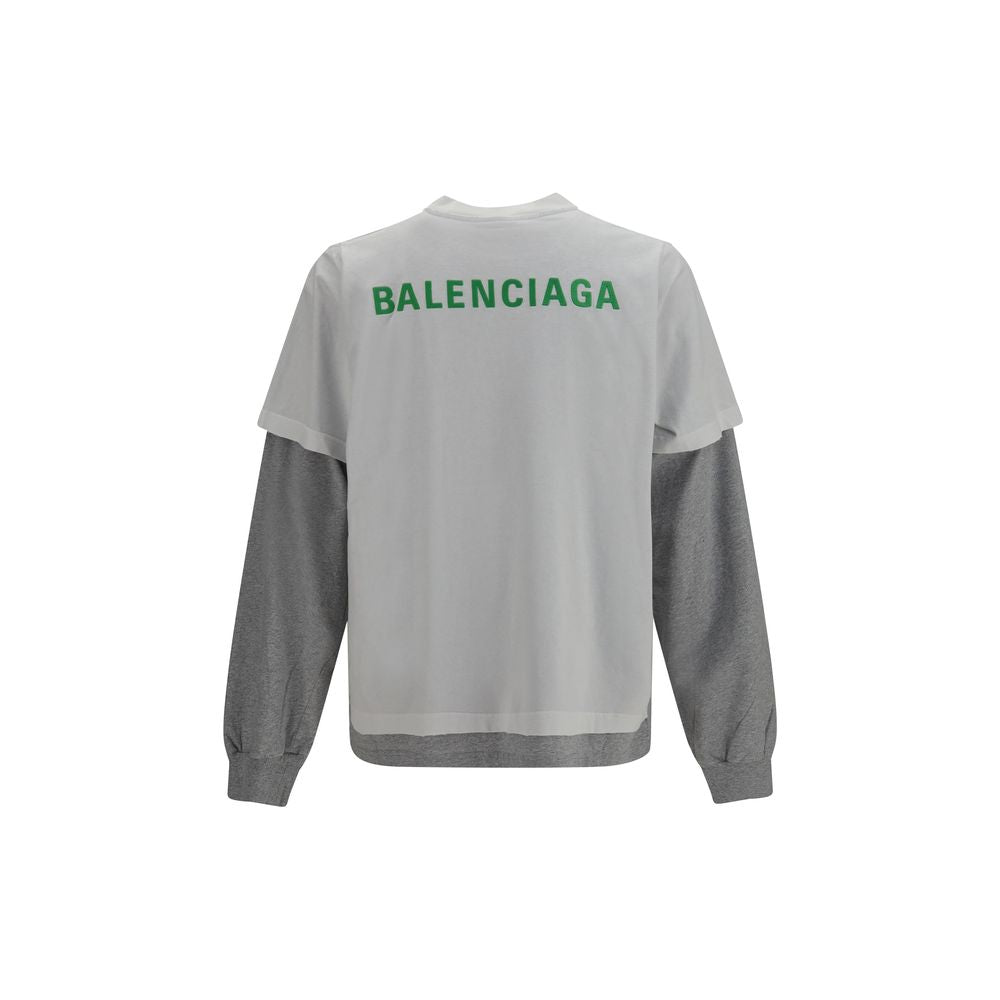 Balenciaga White Cotton Long Sleeve T-Shirt