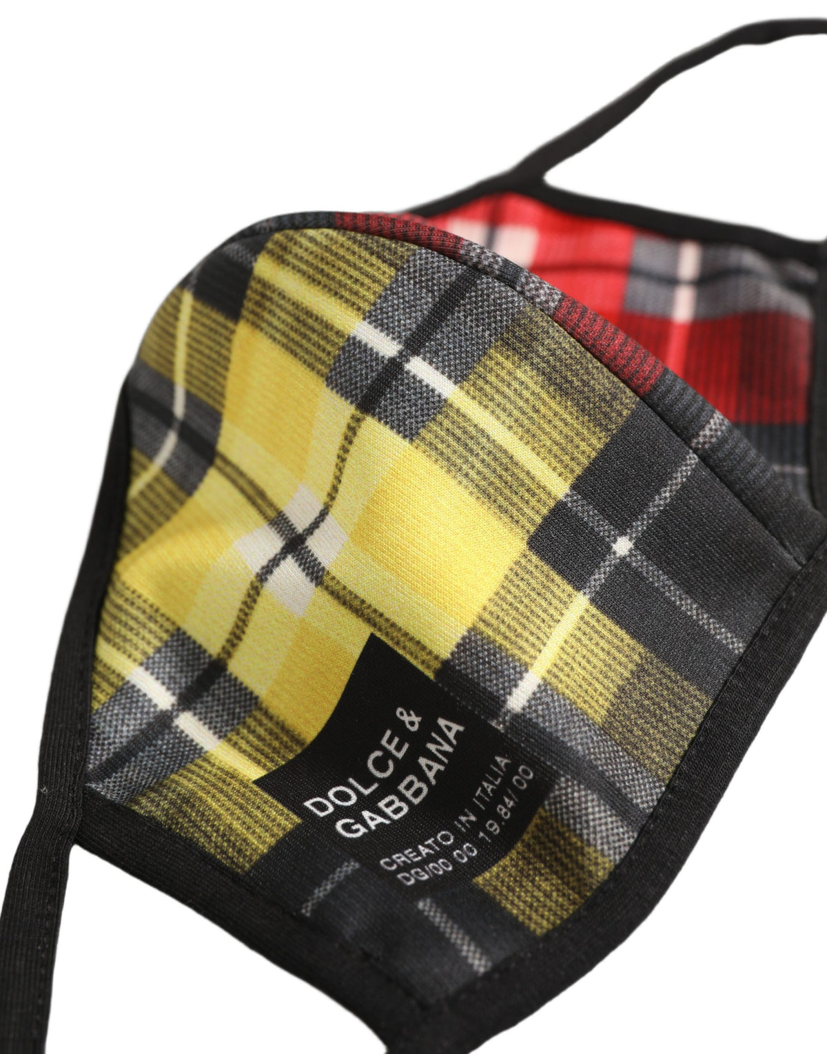 Dolce & Gabbana Multicolor Plaid Tartan Elastic Ear Strap Face Mask