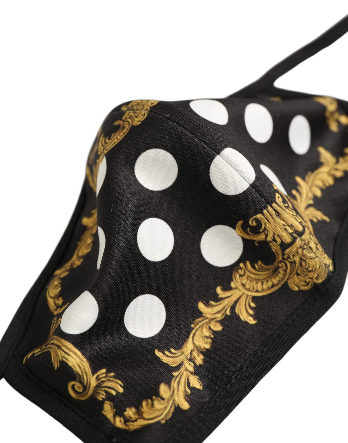 Dolce & Gabbana Black Baroque Print Polka Dot Elastic Ear Strap Face Mask