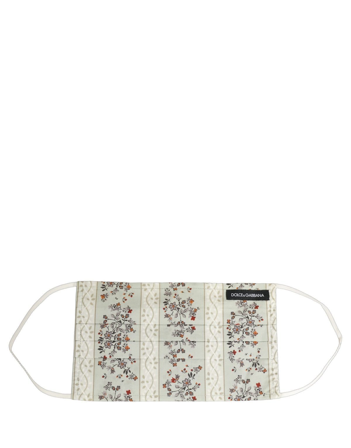 Dolce & Gabbana White Floral Cotton Pleated Elastic Ear Strap Face Mask