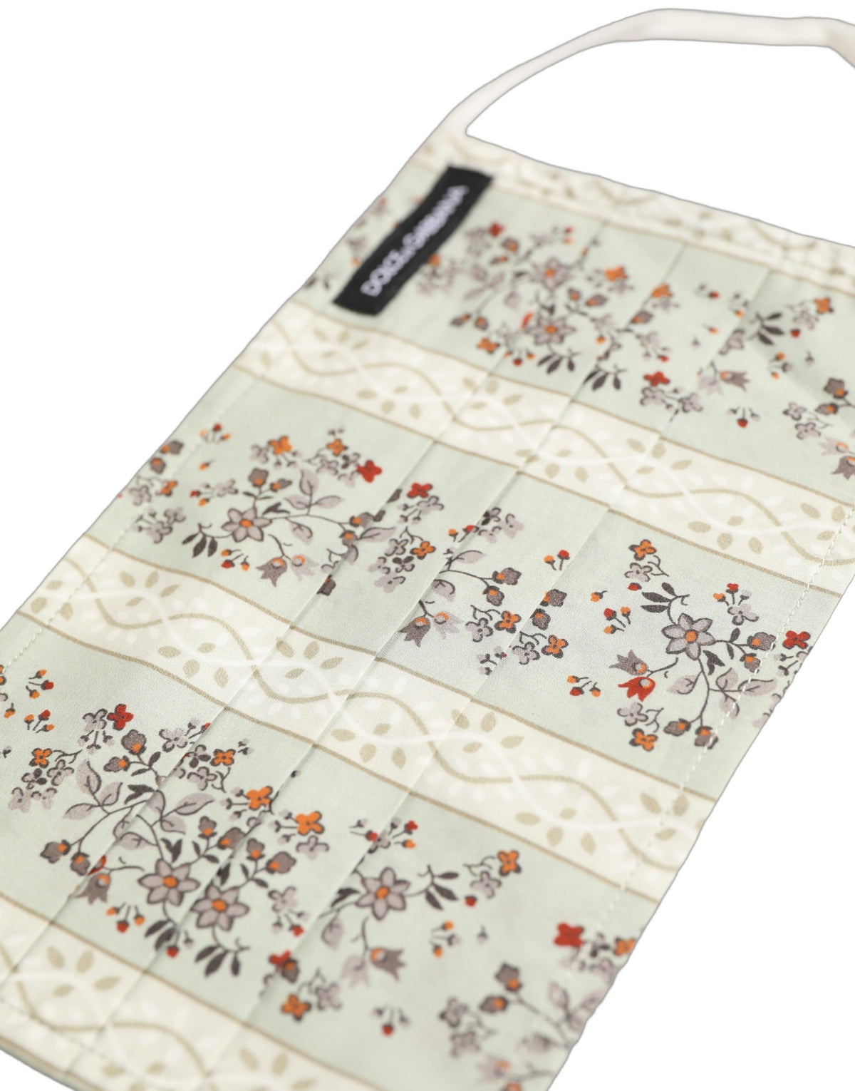 Dolce & Gabbana White Floral Cotton Pleated Elastic Ear Strap Face Mask