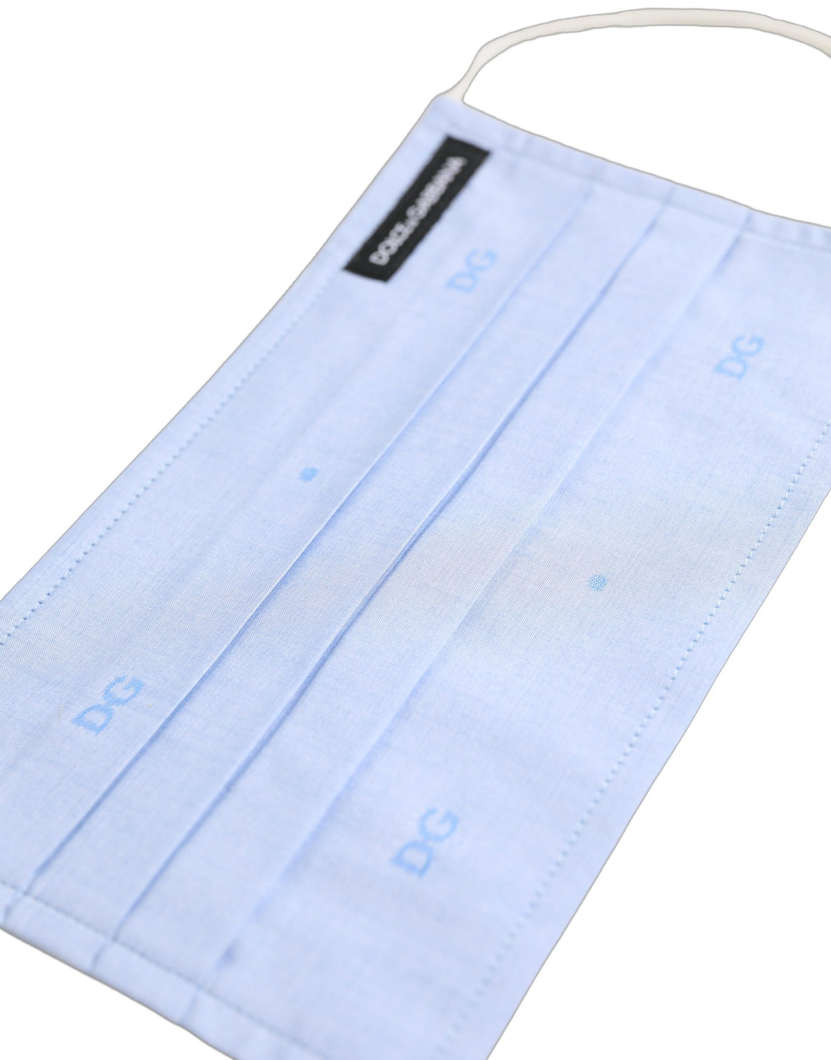 Dolce & Gabbana Light Blue DG Monogram Pleat Elastic Ear Strap Face Mask