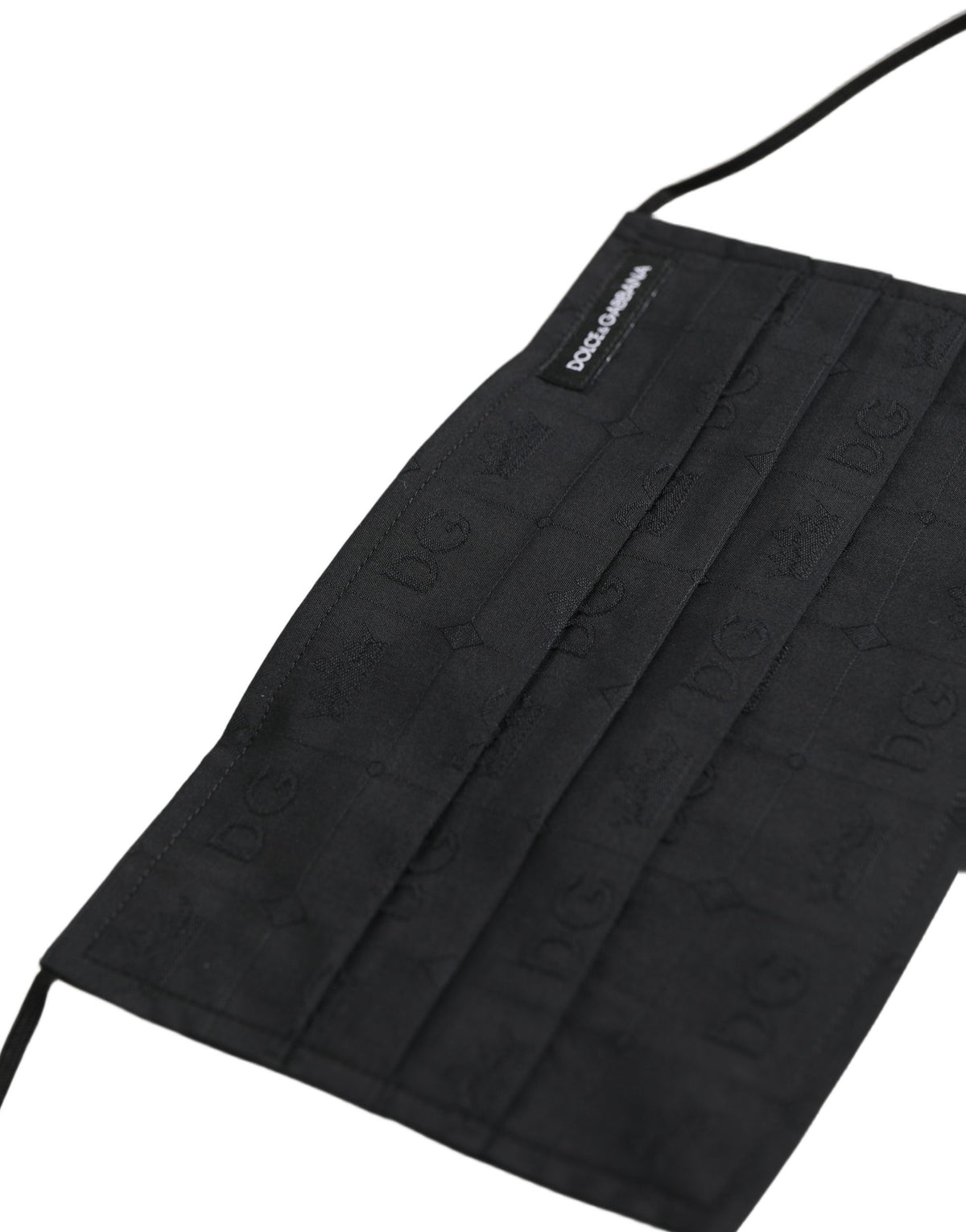 Dolce & Gabbana Black 100% Cotton Pleated Elastic Ear Strap Face Mask