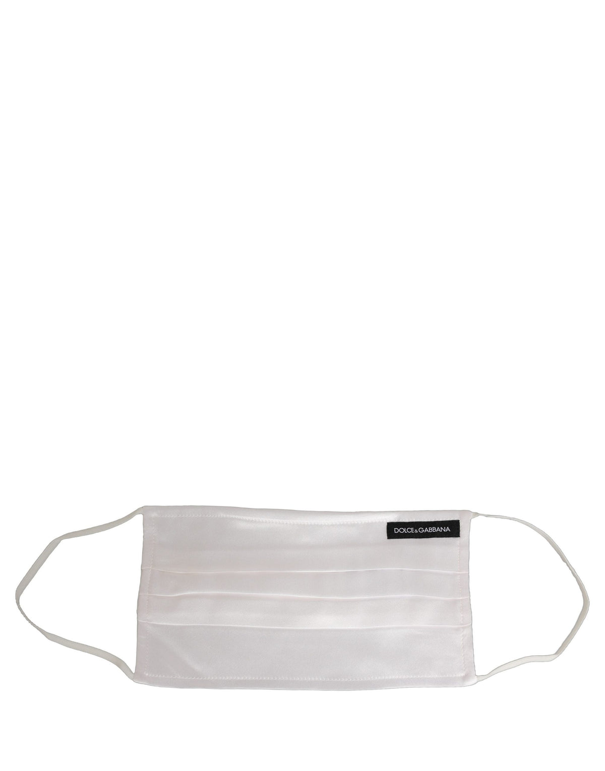 Dolce & Gabbana White Satin Silk Pleated Elastic Ear Strap Face Mask