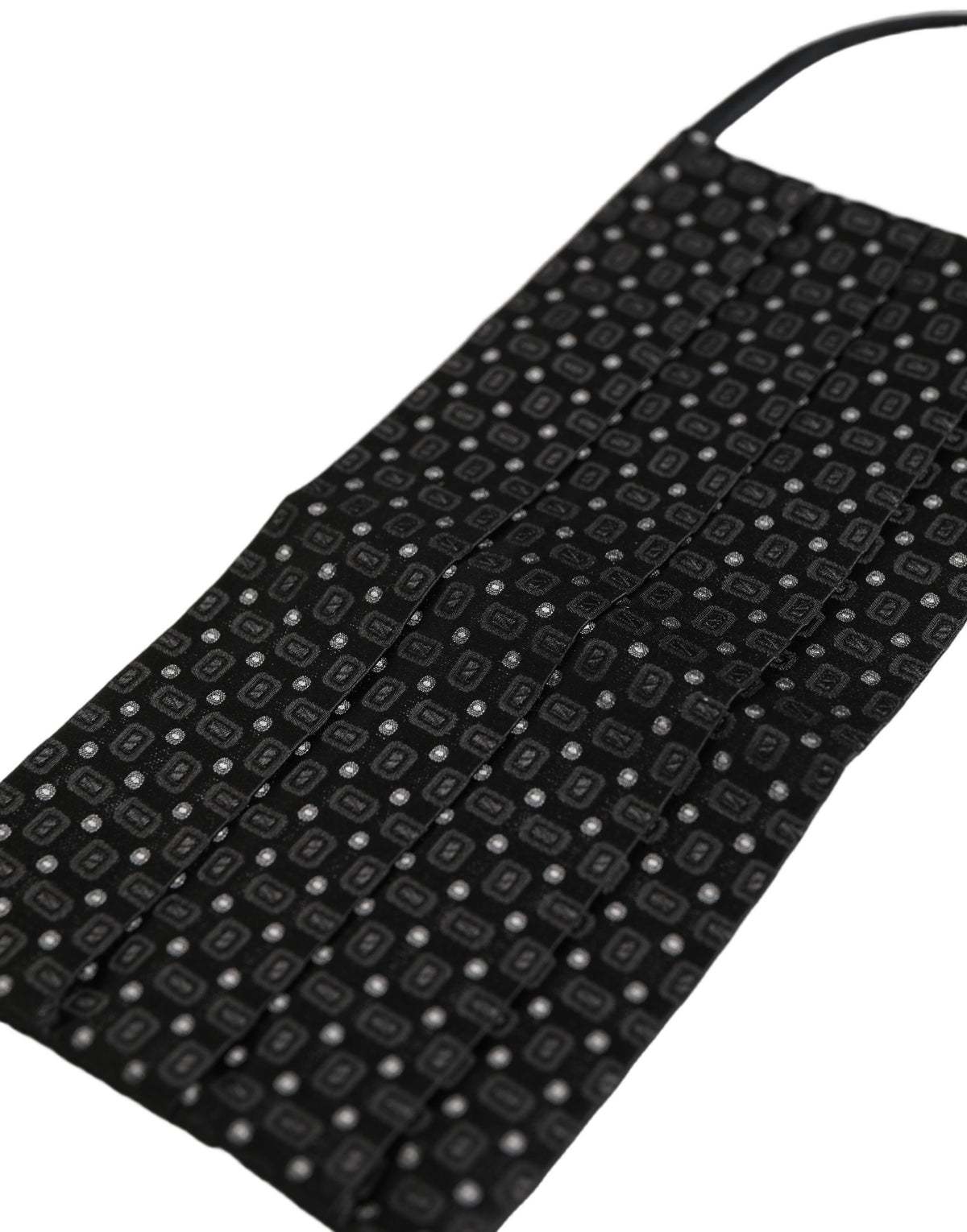 Dolce & Gabbana Black Silk Patterned Pleated Elastic Ear Strap Face Mask