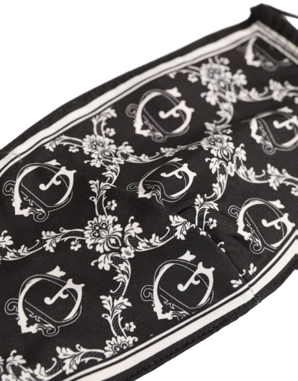 Dolce & Gabbana Black White Logo Baroque Elastic Ear Strap Face Mask