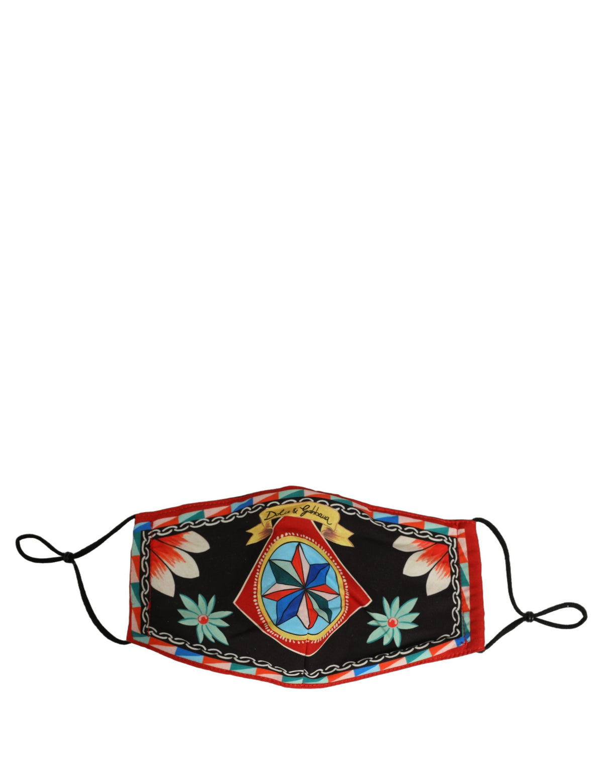 Dolce & Gabbana Men Black Carretto Print Elastic Ear Strap Face Mask