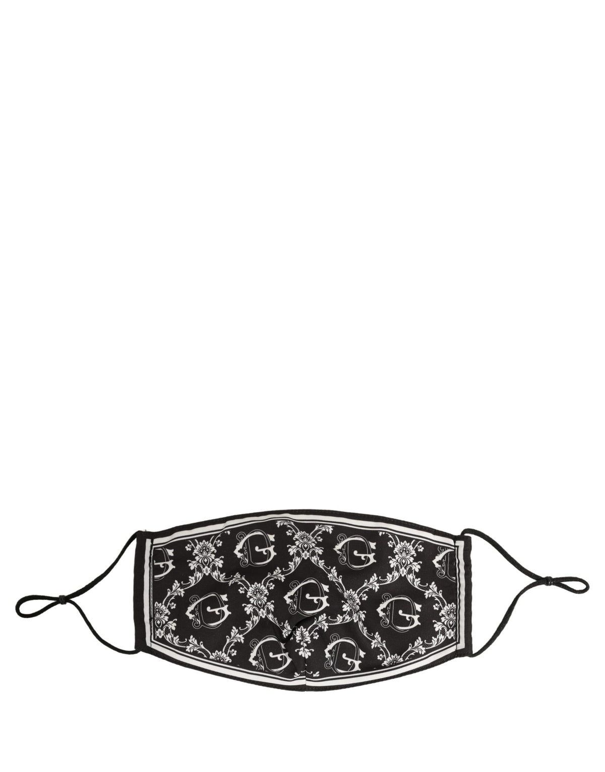 Dolce & Gabbana Black White Logo Baroque Elastic Ear Strap Face Mask