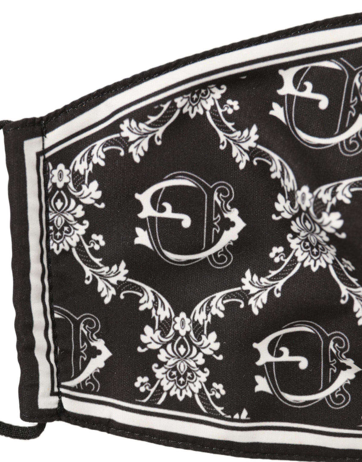 Dolce & Gabbana Black White Logo Baroque Elastic Ear Strap Face Mask