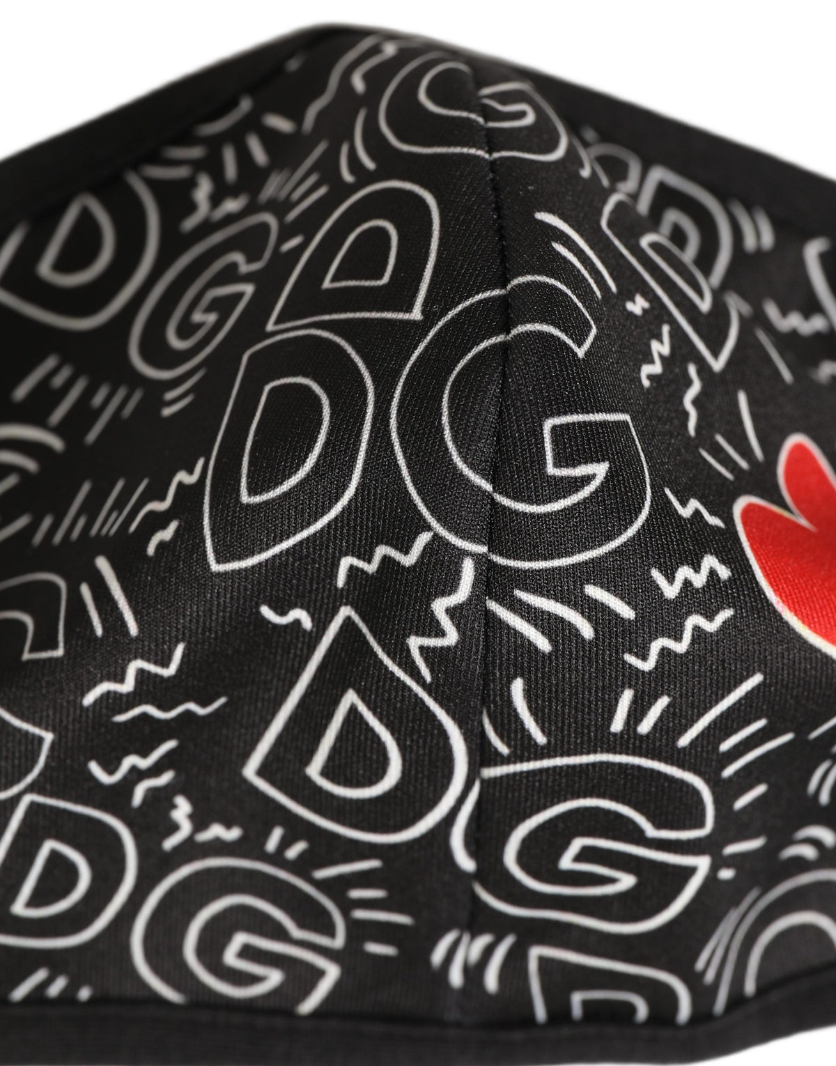Dolce & Gabbana Black Heart DG Logo Monogram Elastic Ear Strap Face Mask