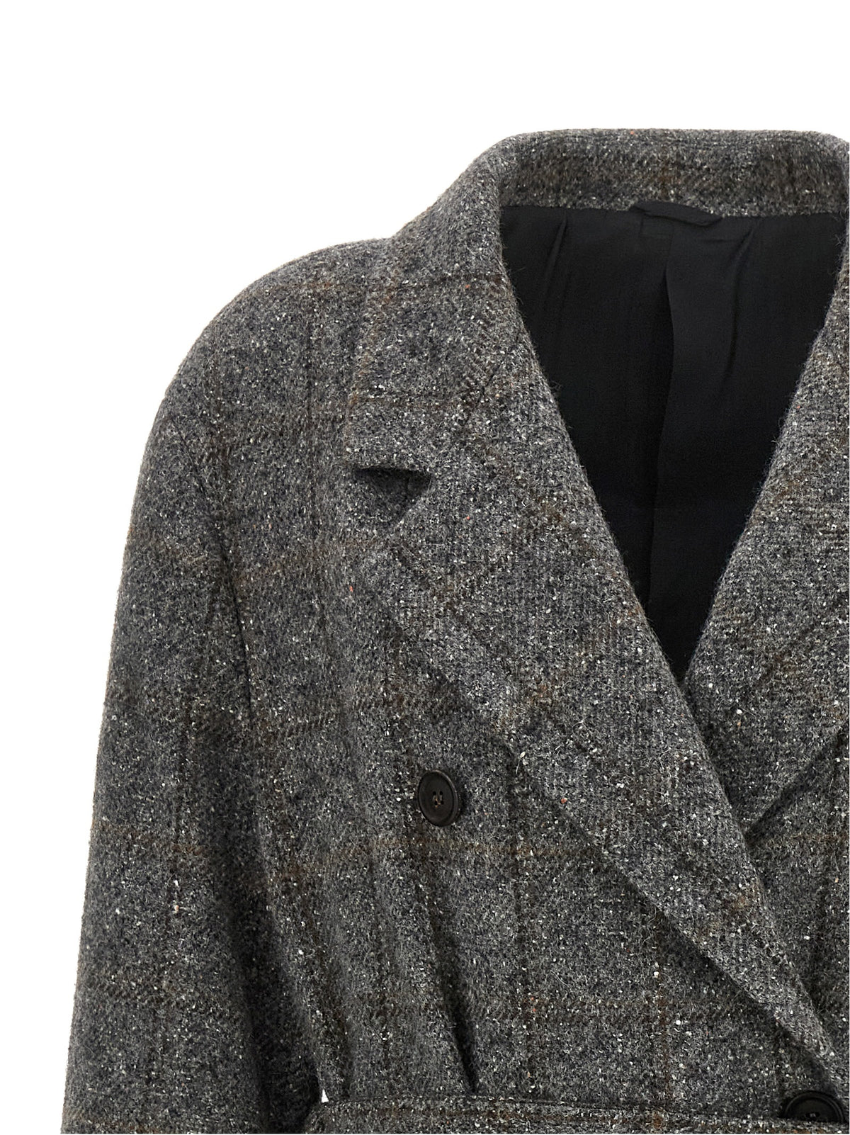 Brunello Cucinelli Gray Alpaca Leather Coat