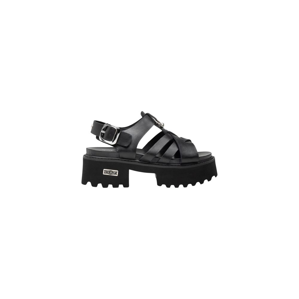 Cult Black Leather Platform Sandals