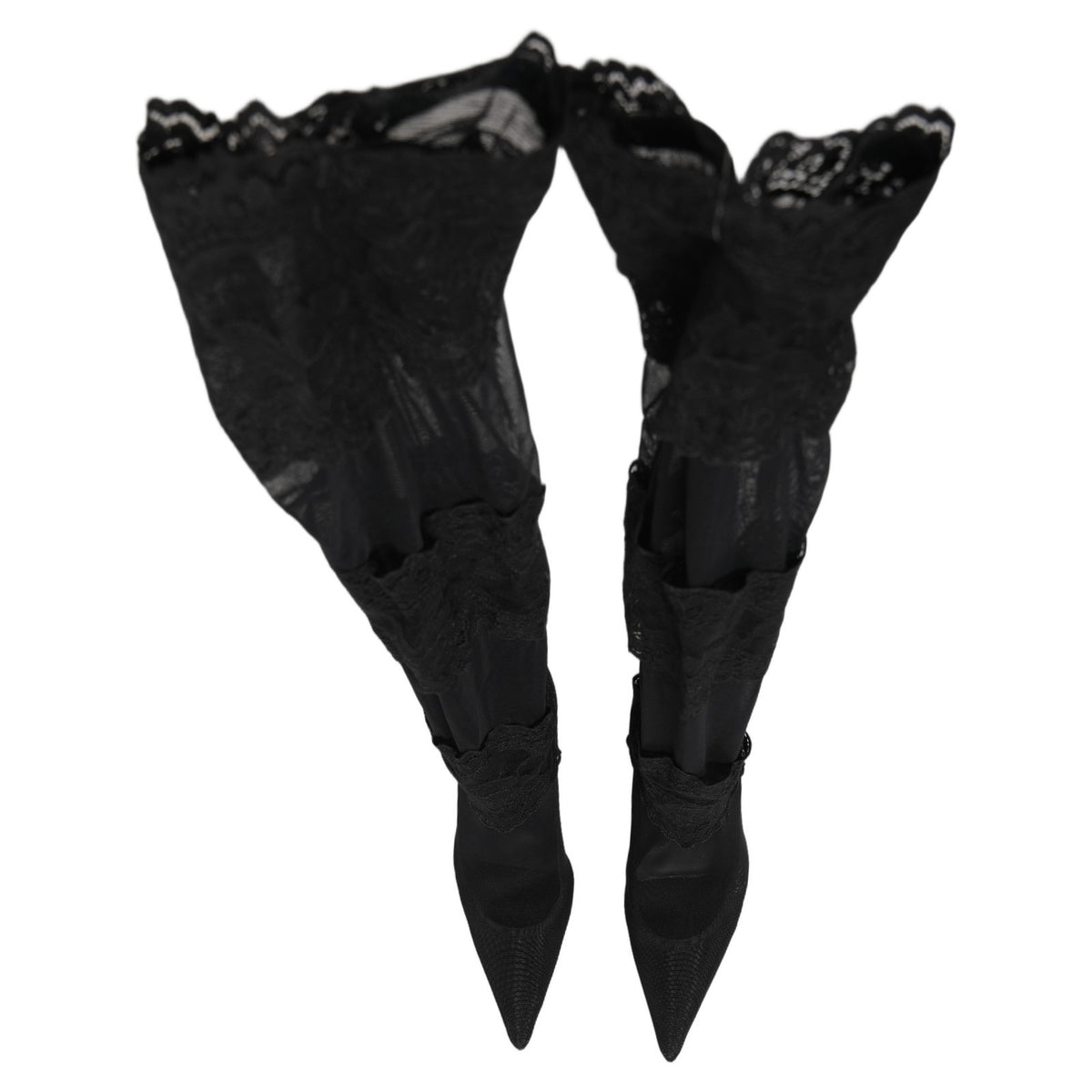 Dolce & Gabbana Black Over The Knee Sock Pumps Boots Shoes