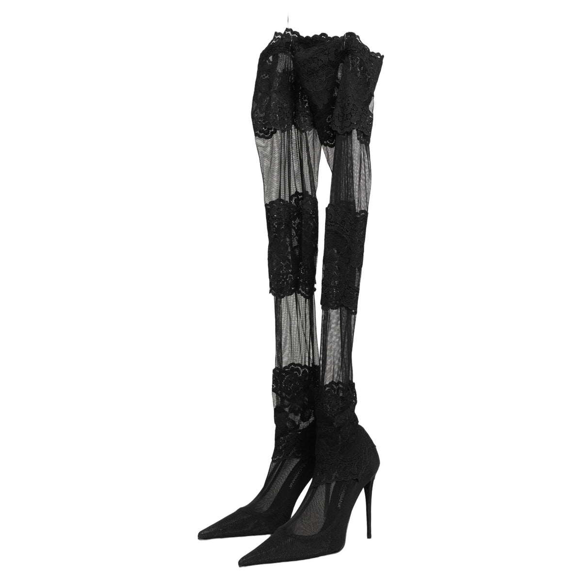 Dolce & Gabbana Black Over The Knee Sock Pumps Boots Shoes