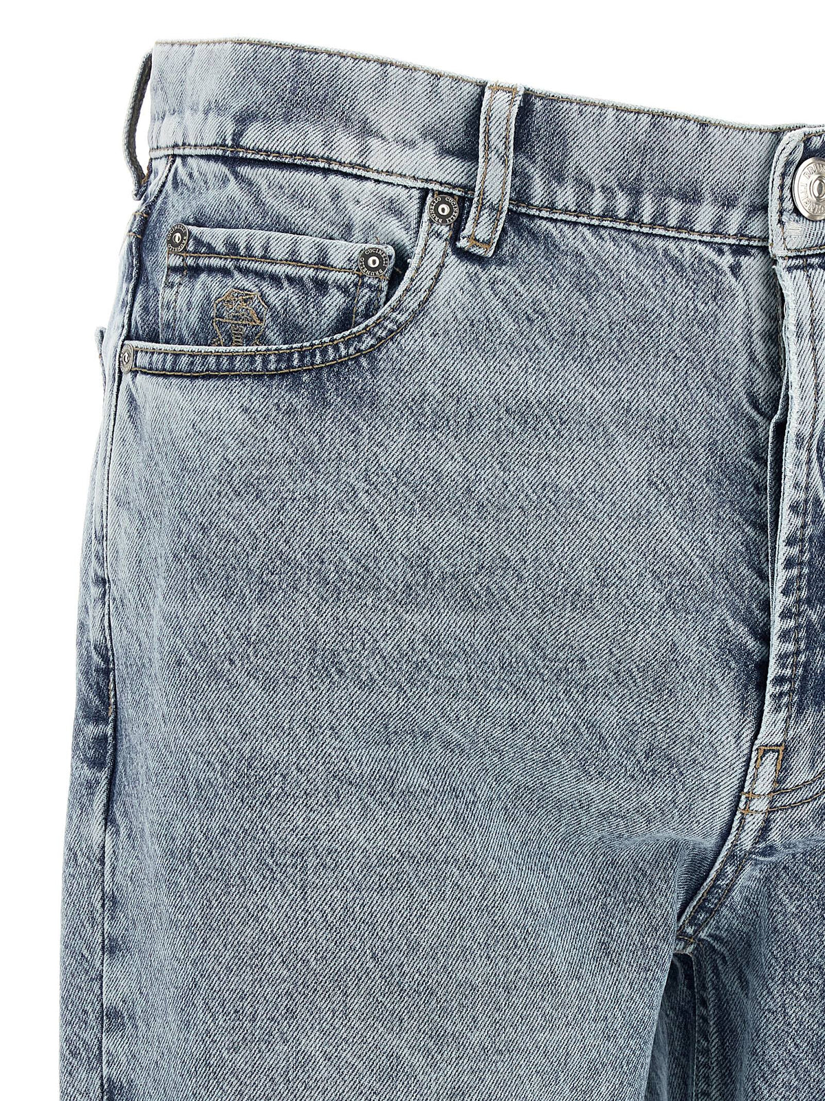 Brunello Cucinelli Blue Cotton High-Waisted Jean