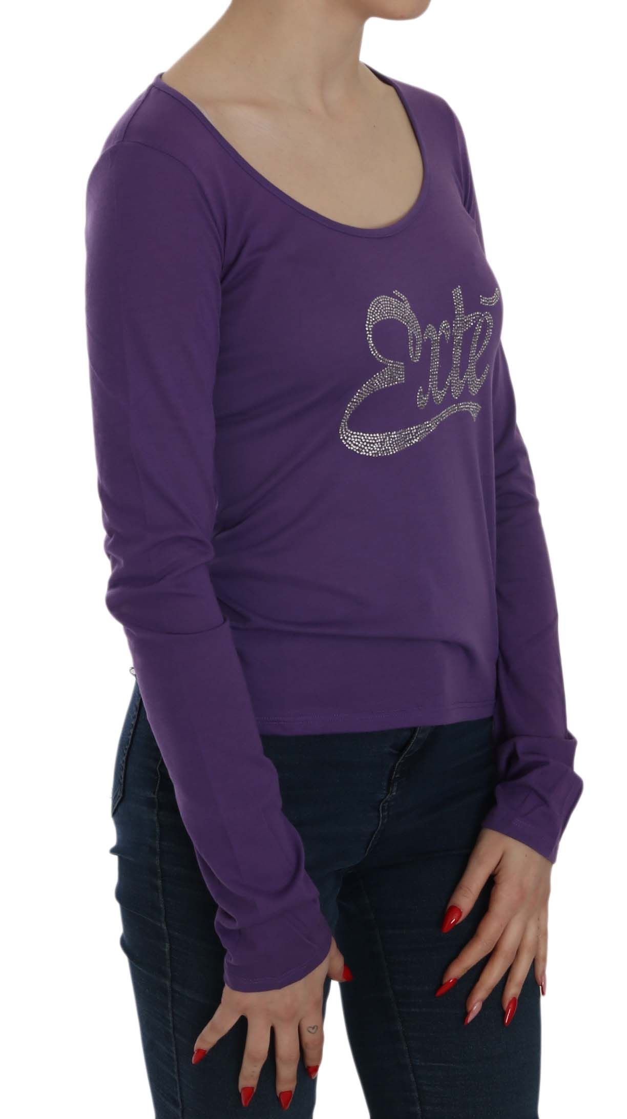 Exte Purple Crystal Embellished Long Sleeve Casual Top LUNESCAPE
