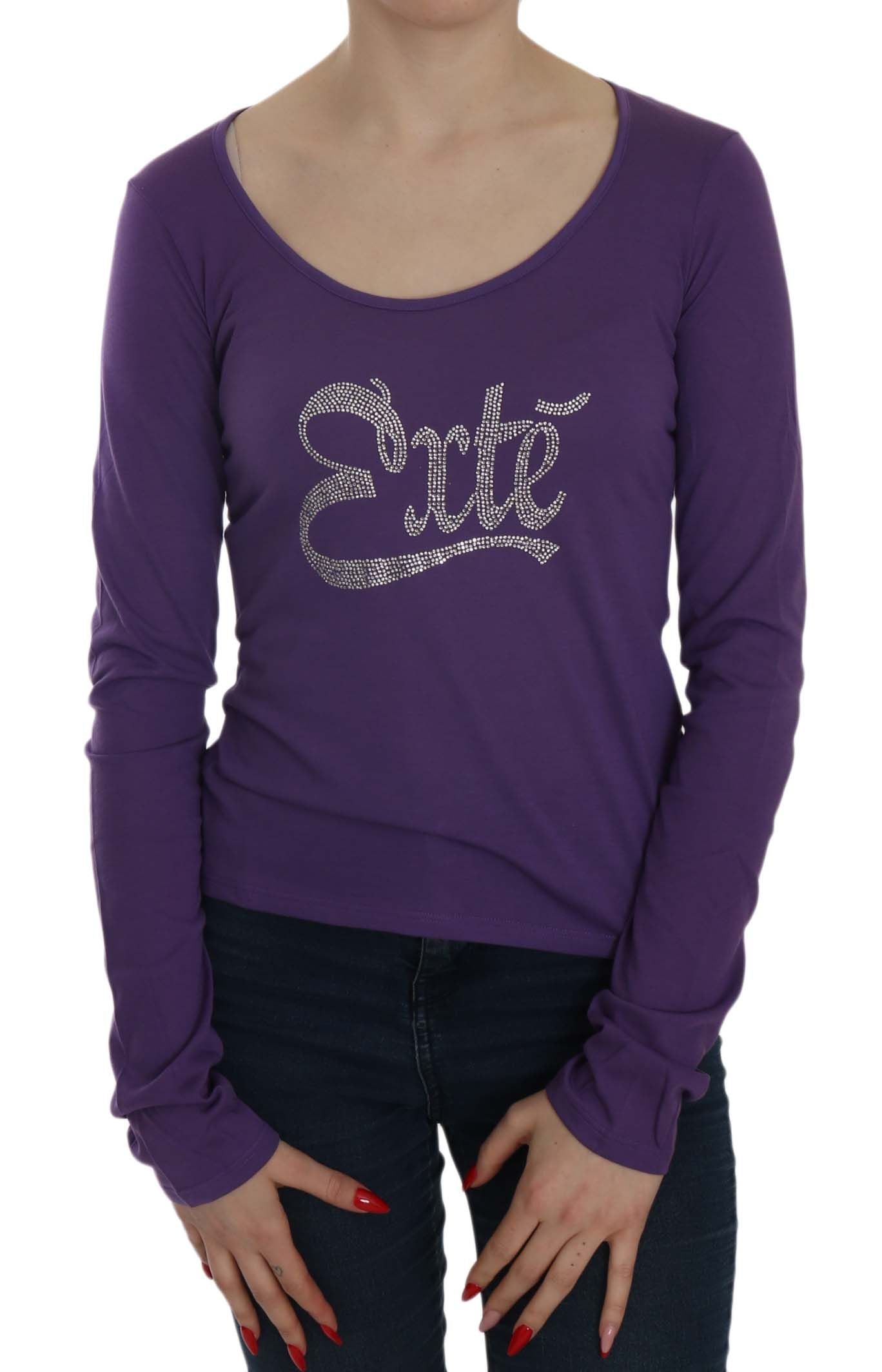Exte Purple Crystal Embellished Long Sleeve Casual Top LUNESCAPE