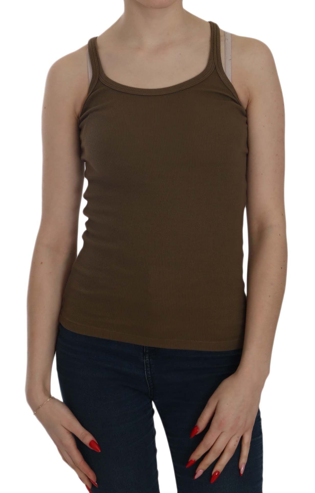 PINK MEMORIES Brown Sleeveless Spaghetti Strap Blouse Top