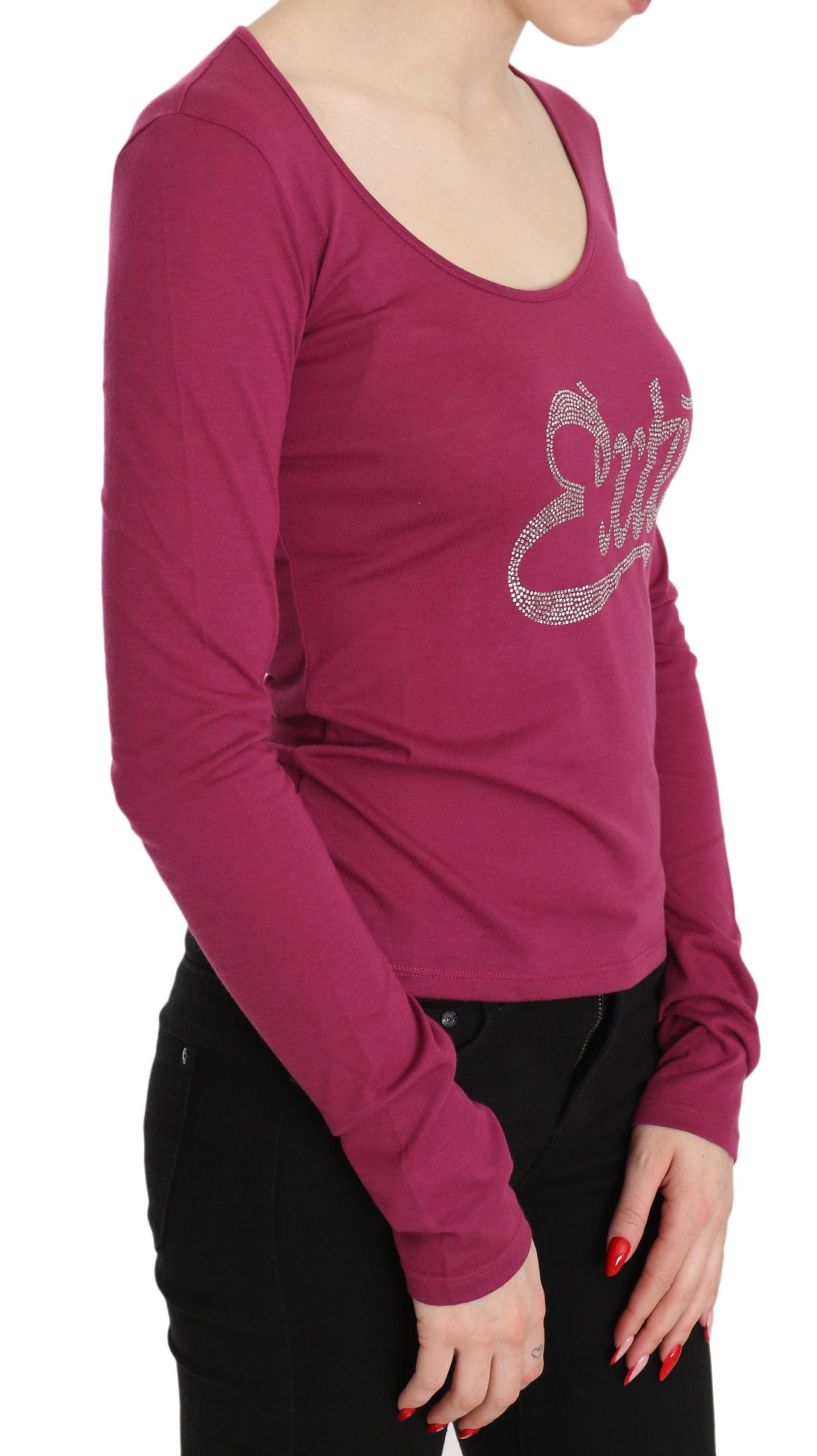 Pink Exte Crystal Embellished Long Sleeve Top LUNESCAPE