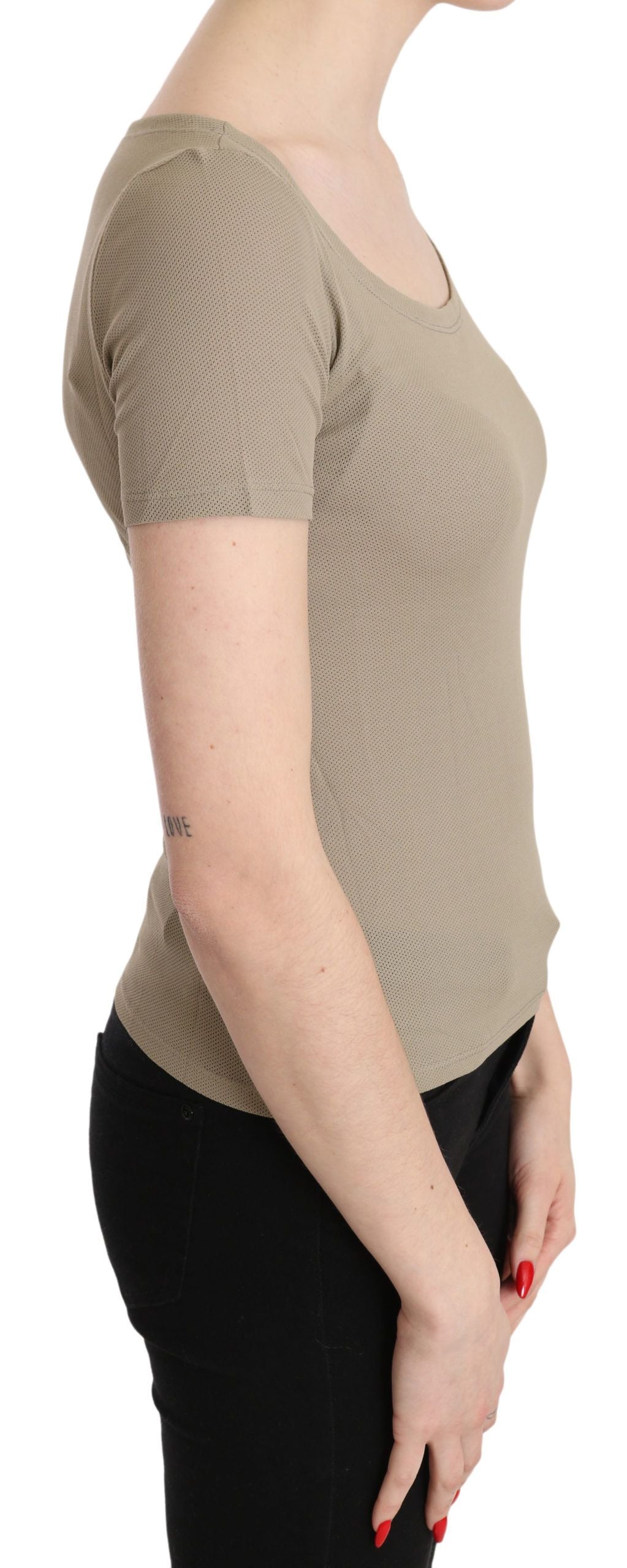 GF Ferre Gray 100% Nylon Short Sleeve Casual Tank Top Blouse