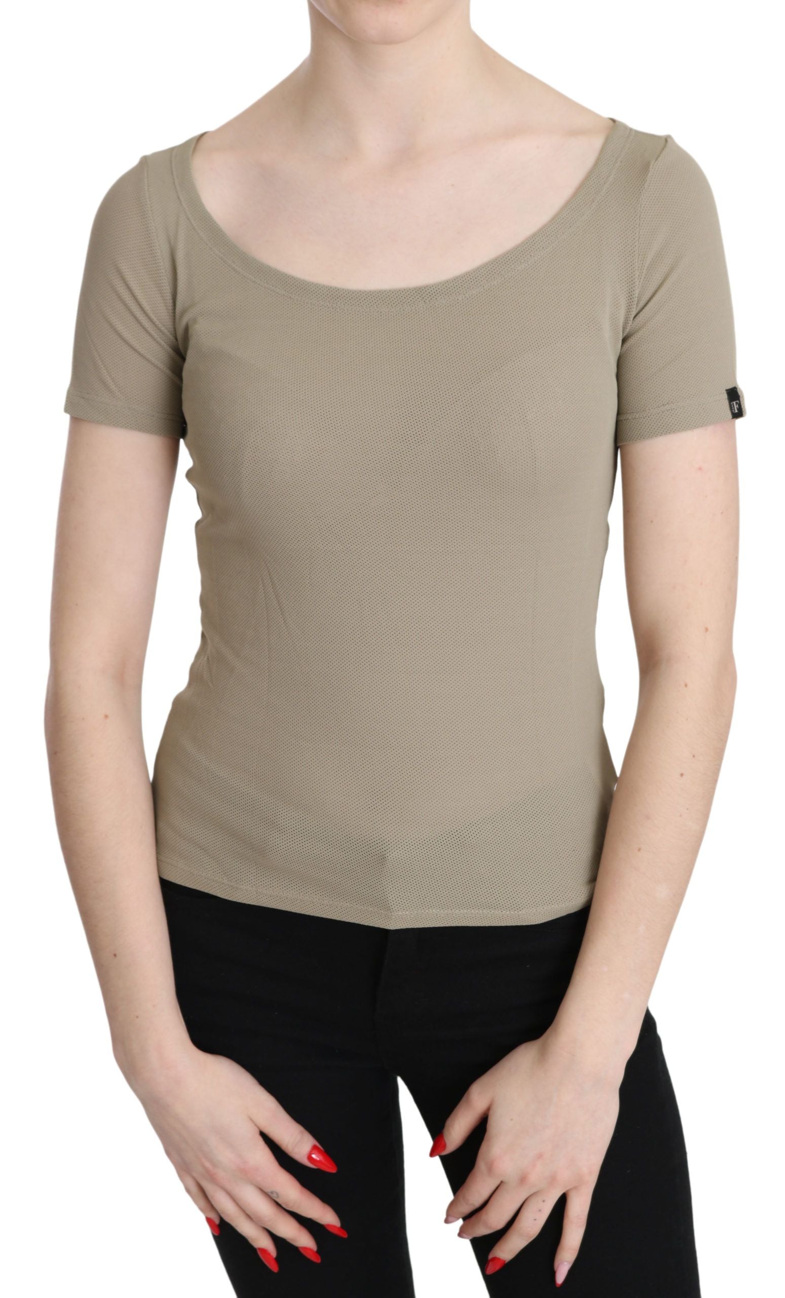 GF Ferre Gray 100% Nylon Short Sleeve Casual Tank Top Blouse