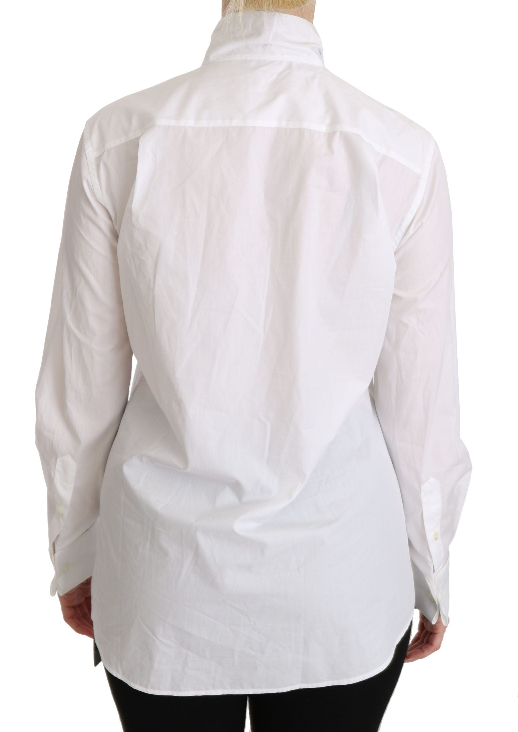 Dolce & Gabbana White Turtle Neck Long Sleeve Ascot Shirt