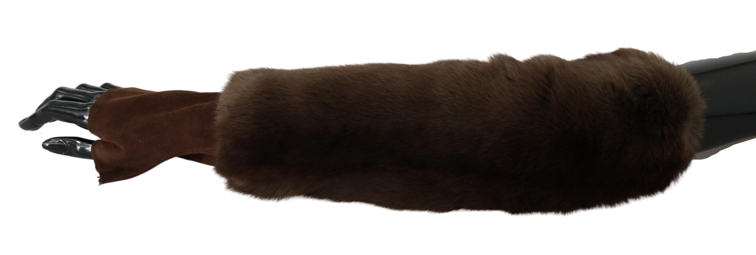 Dolce & Gabbana Brown Elbow Length Finger Less Fur Gloves LUNESCAPE