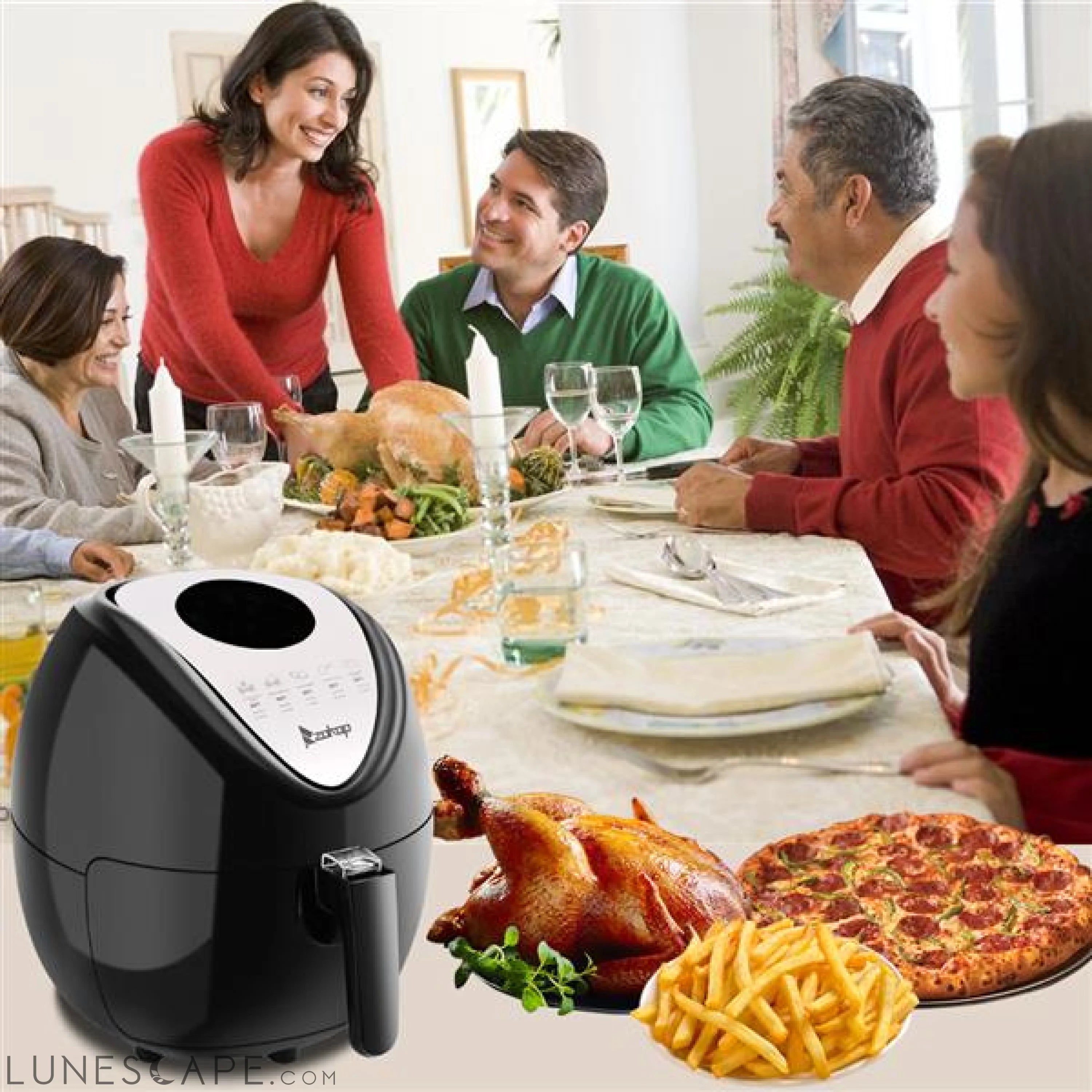 120V 1800W 5.3 L Air Fryer Computer Model LUNESCAPE