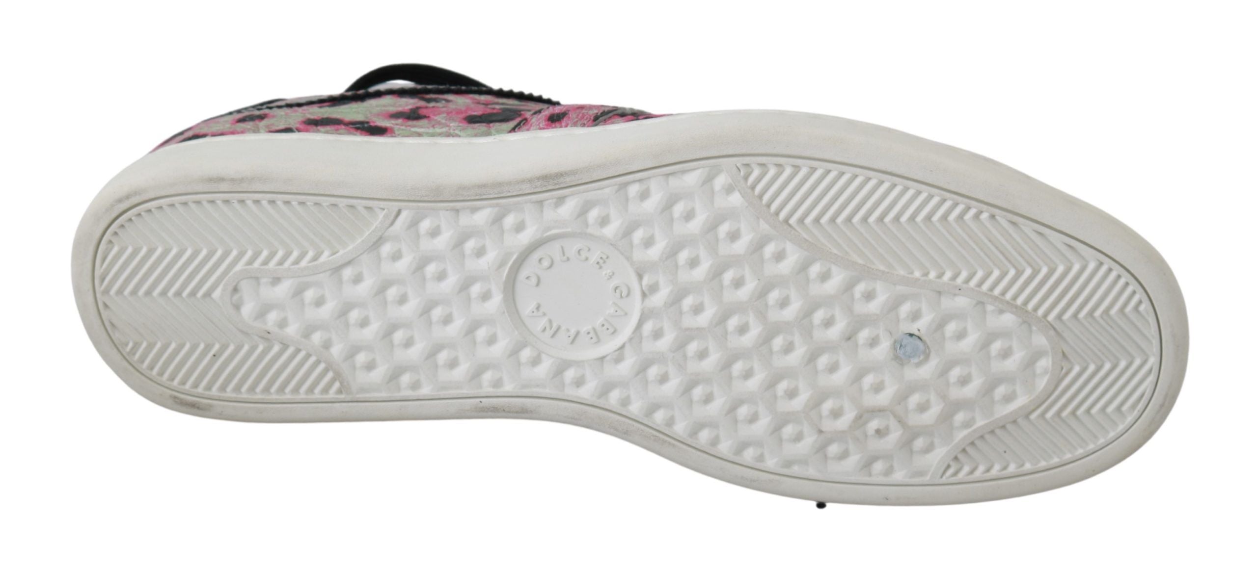 Dolce & Gabbana Pink Leopard Print Training Leather Flat Sneakers LUNESCAPE