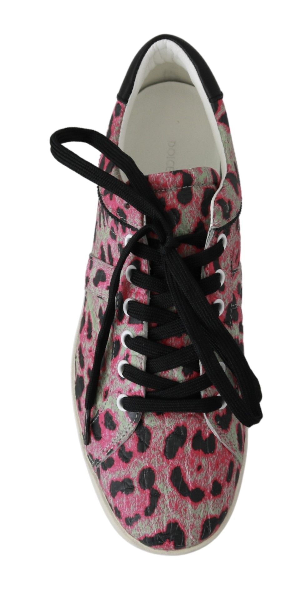 Dolce & Gabbana Pink Leopard Print Training Leather Flat Sneakers LUNESCAPE