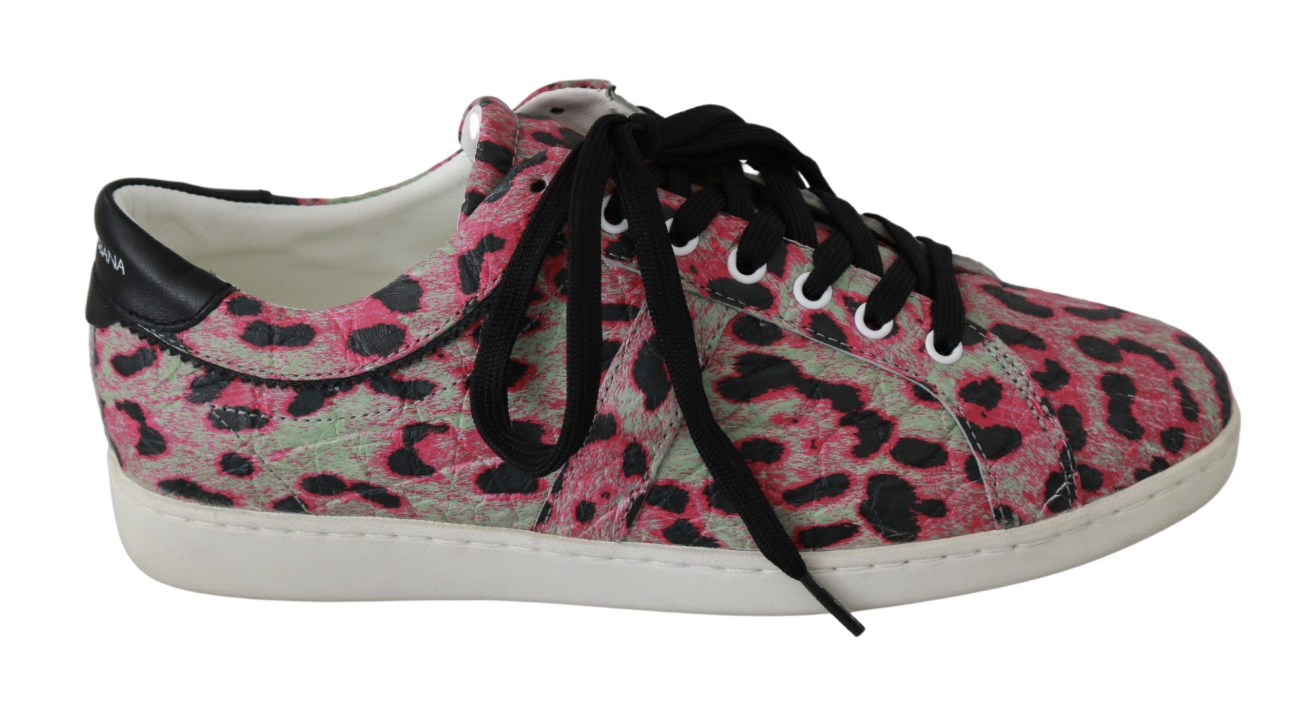 Dolce & Gabbana Pink Leopard Print Training Leather Flat Sneakers LUNESCAPE