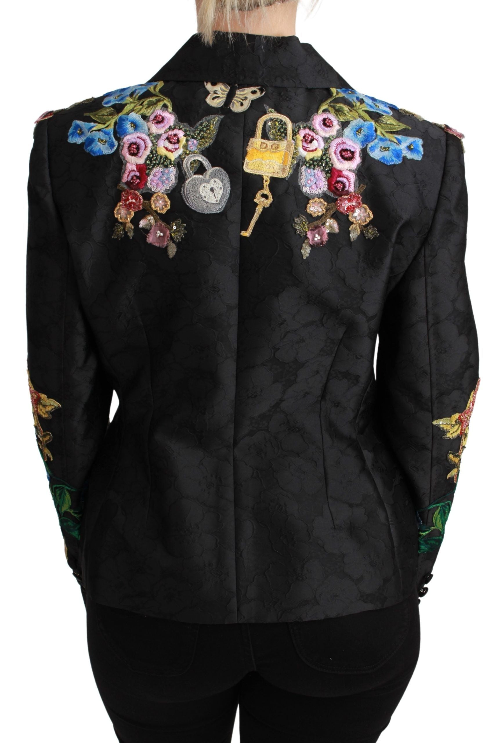 Dolce & Gabbana Black Brocade Crystal Blazer Jacket LUNESCAPE