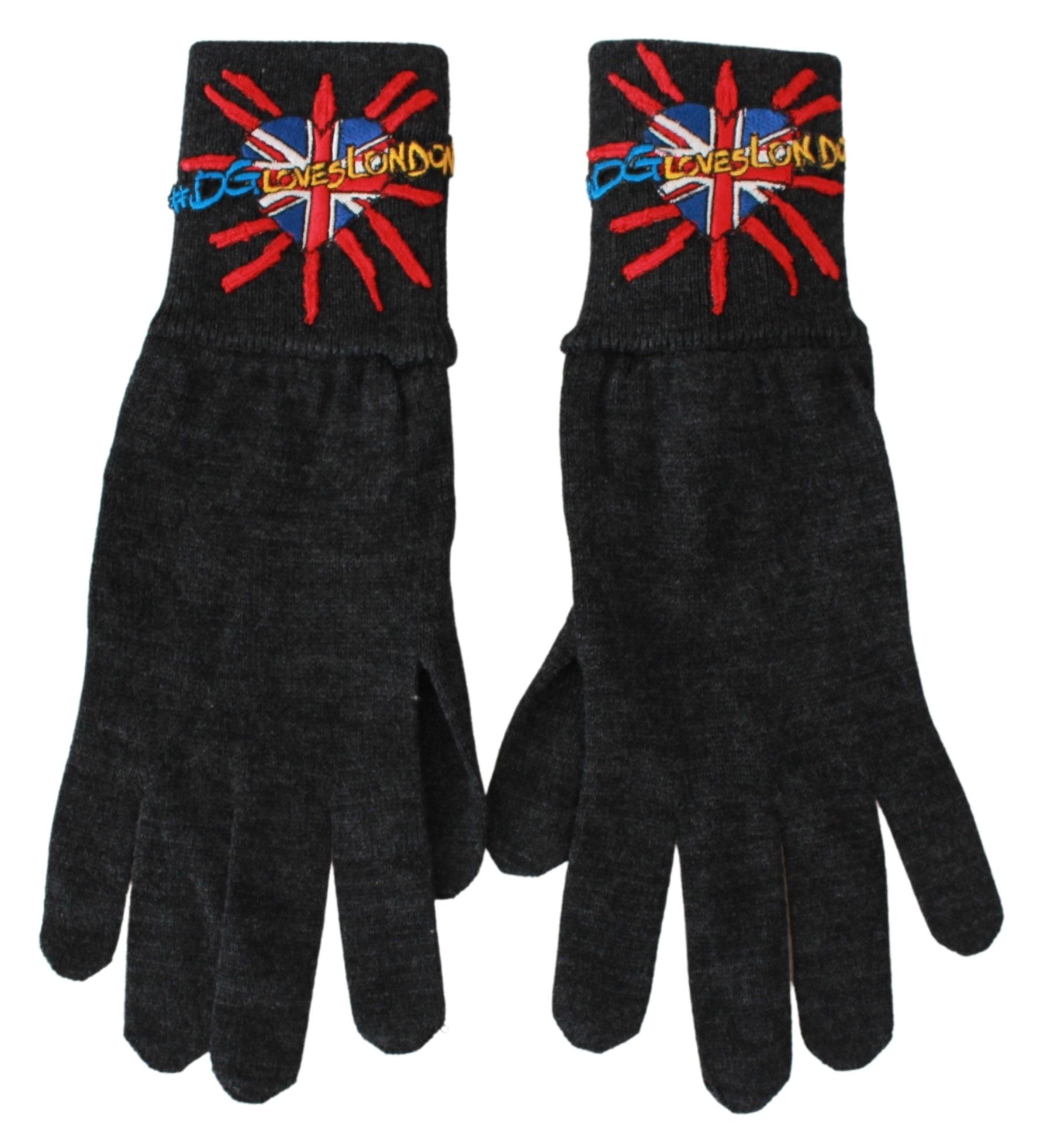Dolce & Gabbana Gray #DGLovesLondon Embroidered Wool Gloves LUNESCAPE