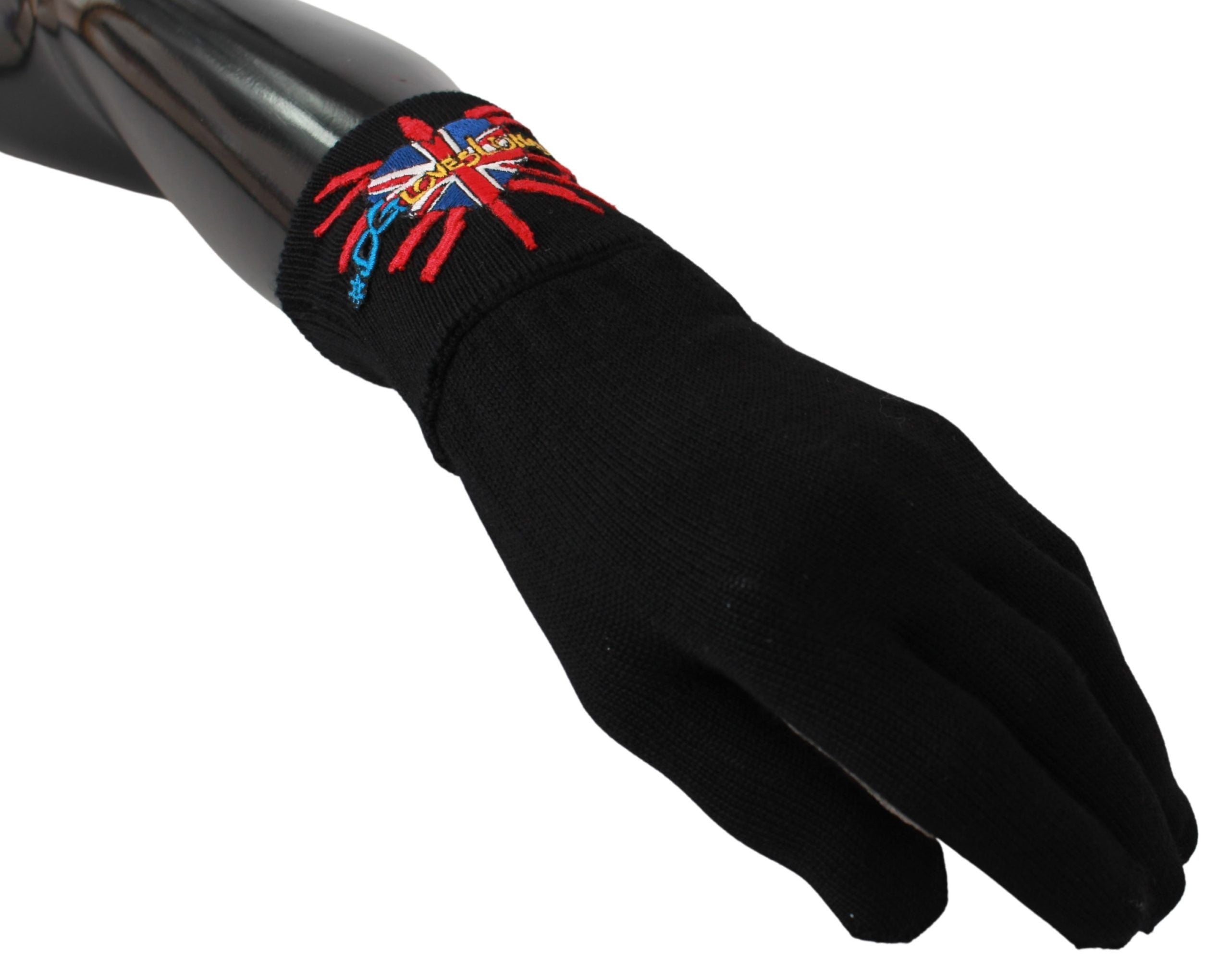 Dolce & Gabbana Black #DGLovesLondon Embroidered Wool Gloves LUNESCAPE
