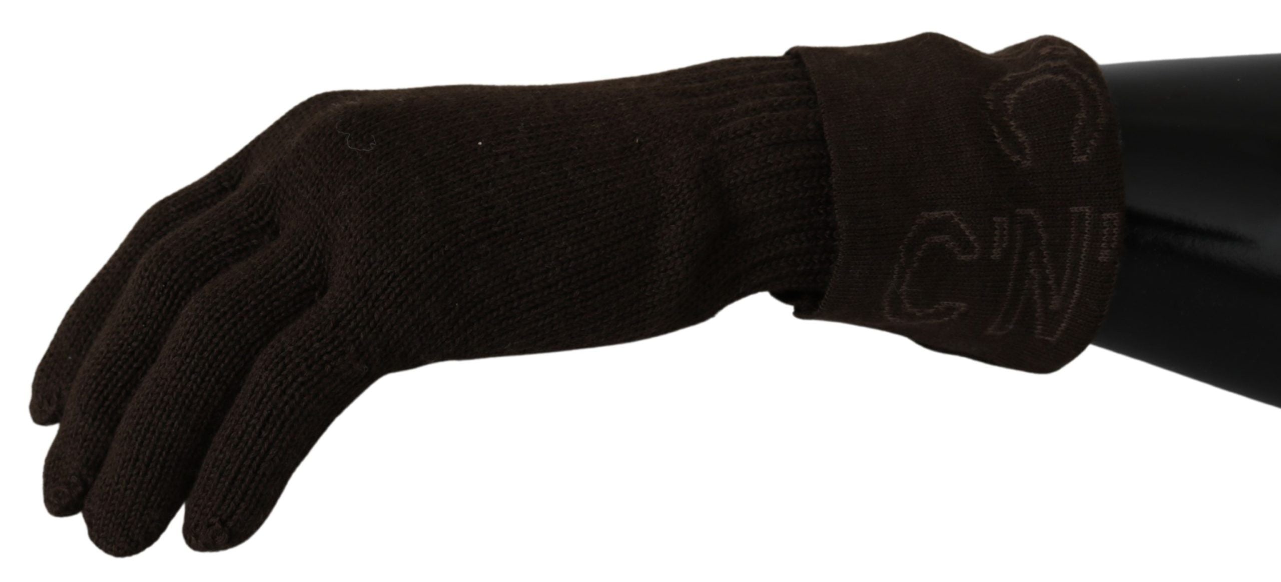 Costume National Brown Wool Knitted One Size Wrist Length Gloves LUNESCAPE