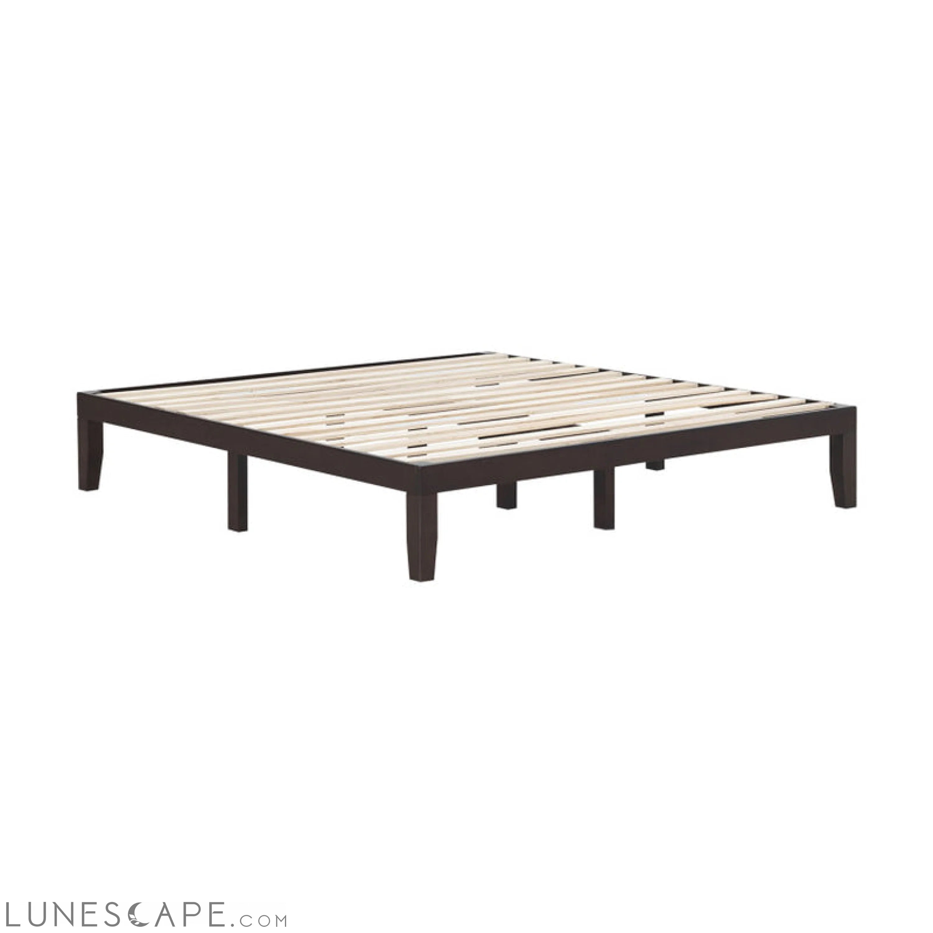 14 Inch King Size Rubber Wood Platform Bed Frame with Wood Slat LUNESCAPE
