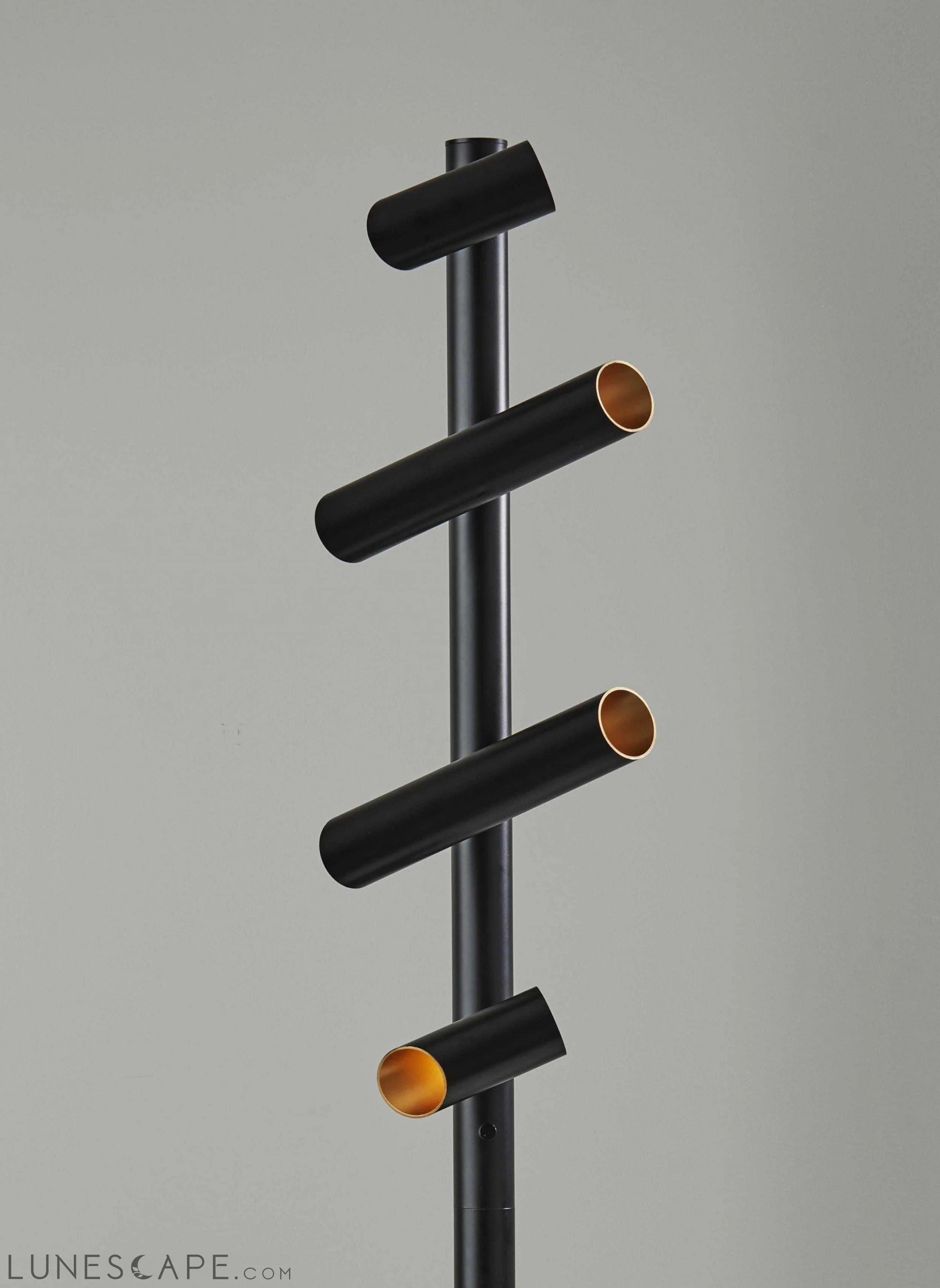14" X 14" X 72" Black Metal LED Floor Lamp LUNESCAPE