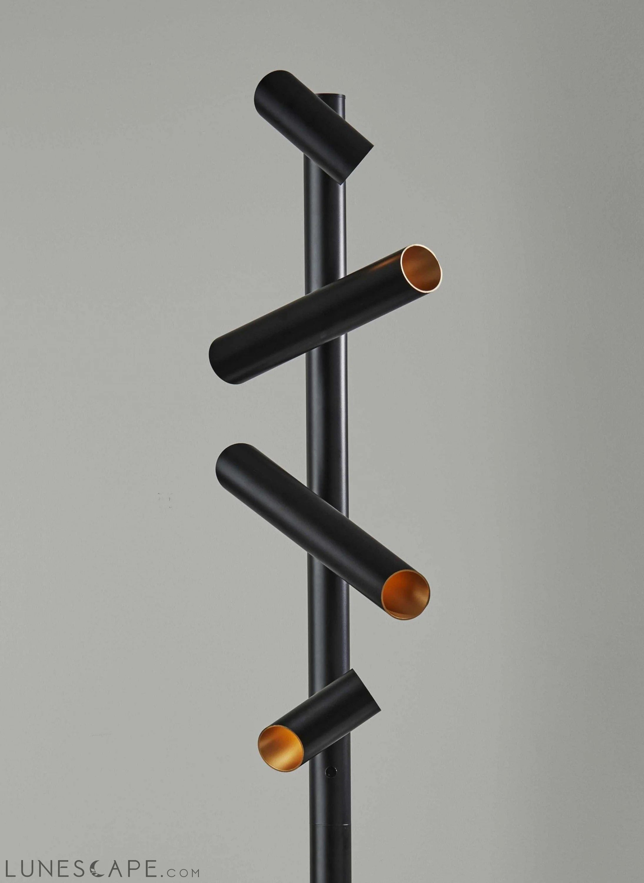14" X 14" X 72" Black Metal LED Floor Lamp LUNESCAPE