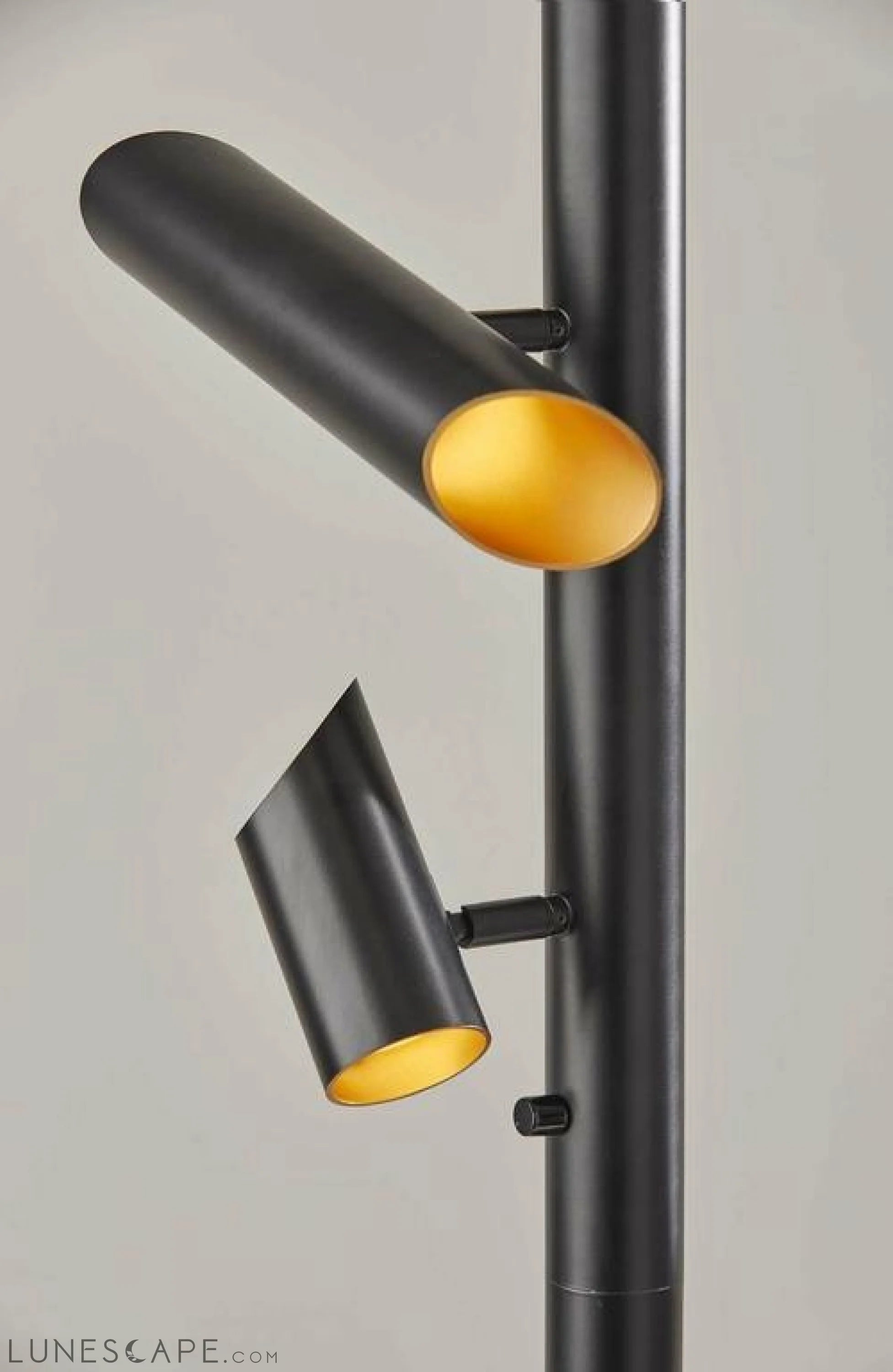 14" X 14" X 72" Black Metal LED Floor Lamp LUNESCAPE