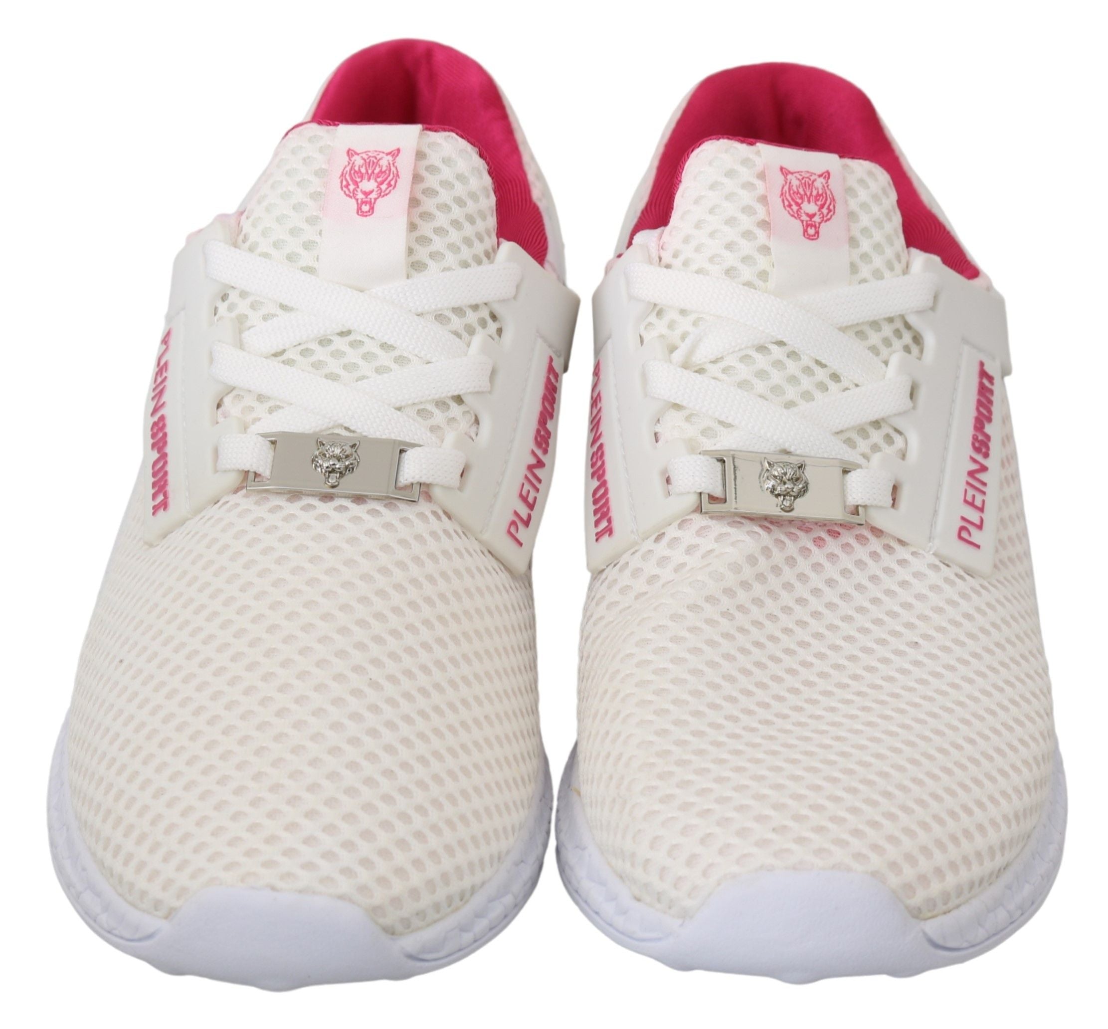 Philipp Plein White Pink Polyester Becky Sneakers Shoes LUNESCAPE