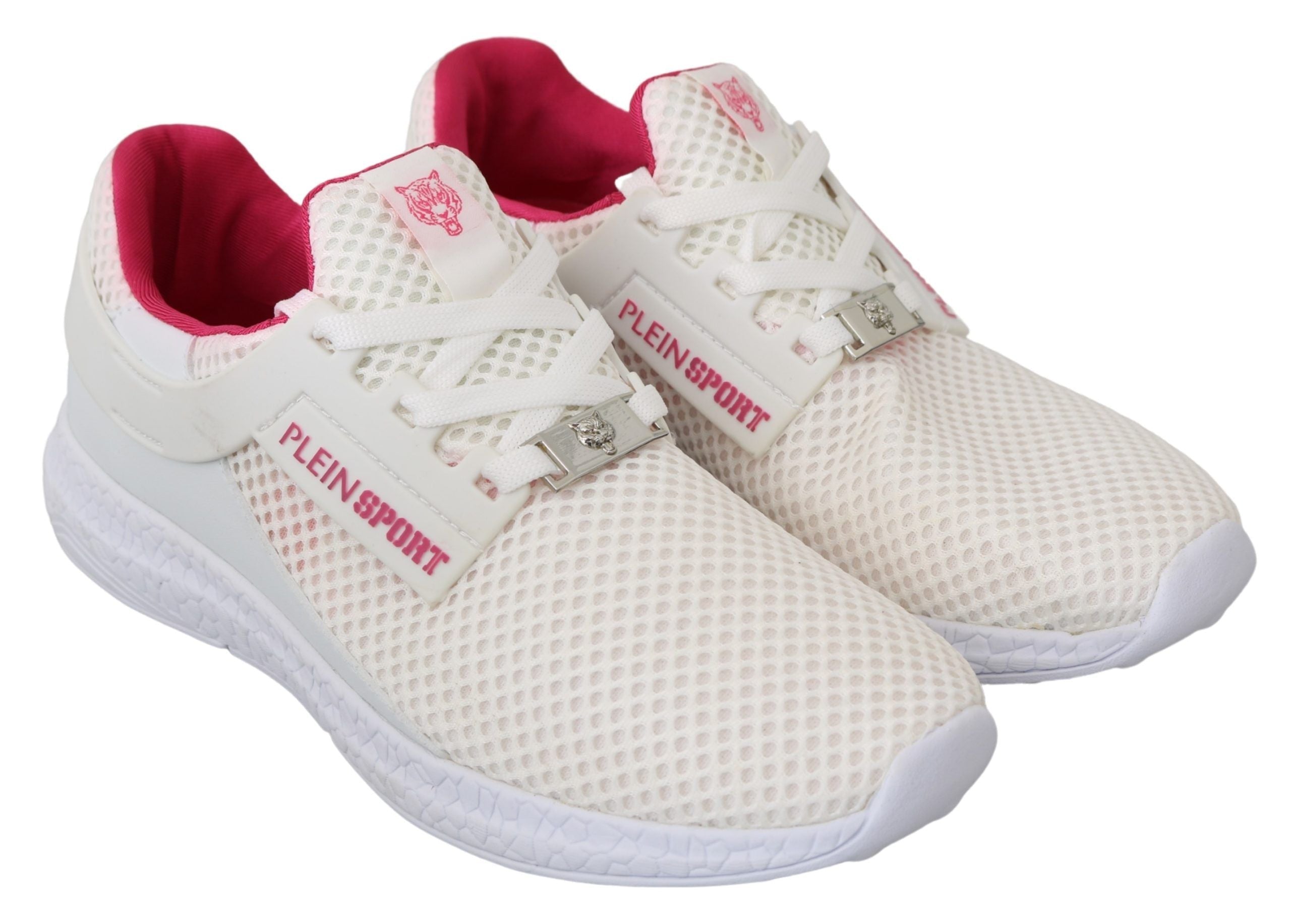 Philipp Plein White Pink Polyester Becky Sneakers Shoes LUNESCAPE