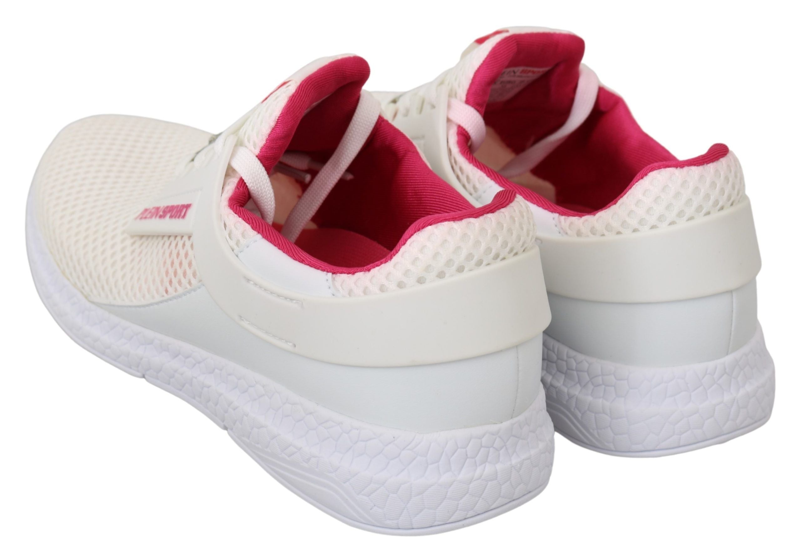 Philipp Plein White Pink Polyester Becky Sneakers Shoes LUNESCAPE